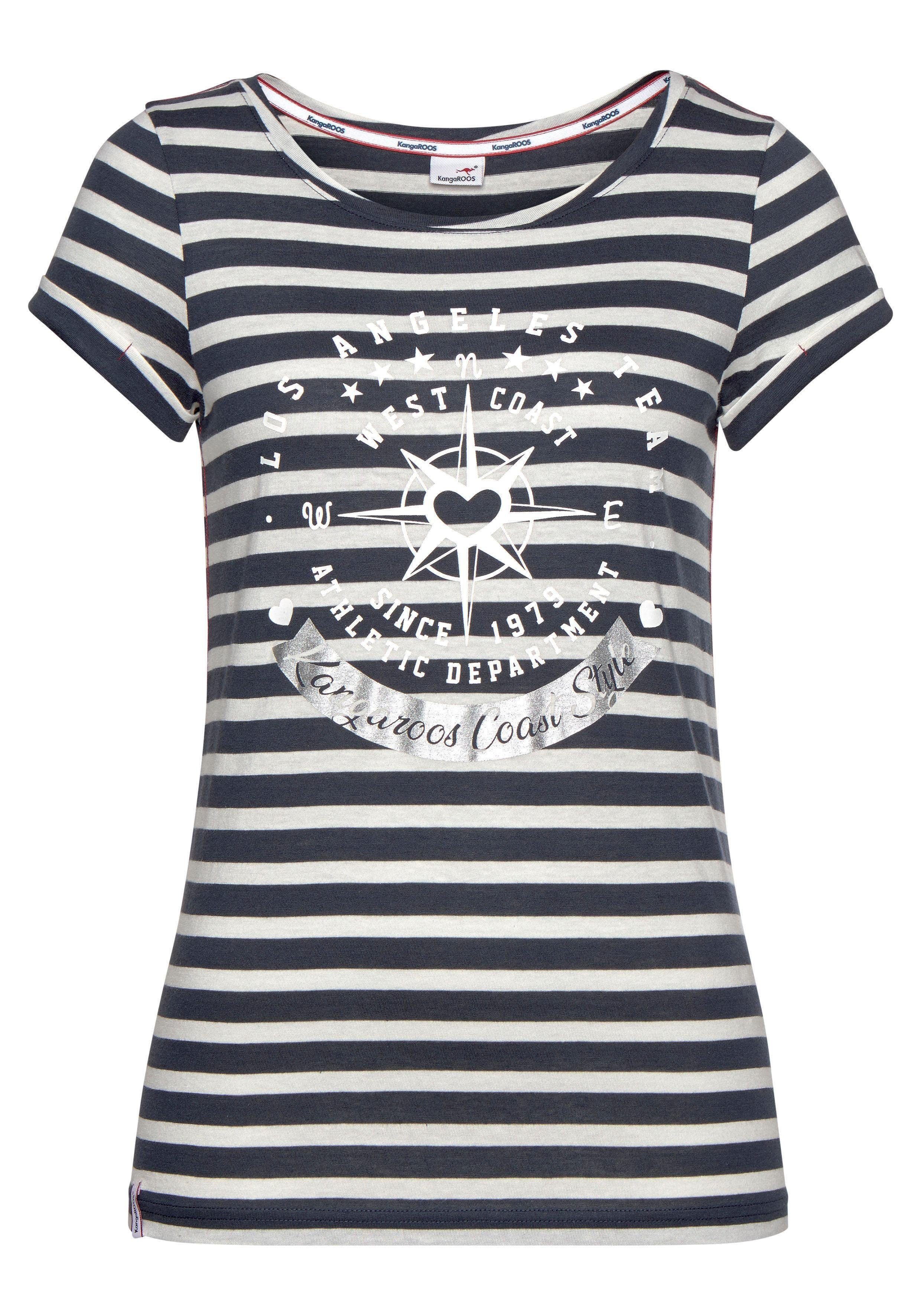 KangaROOS Print-Shirt Kurzarm, figurbetonter Schnitt, mit Metallic-Print