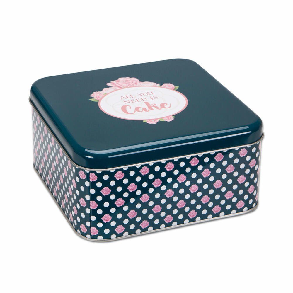 STÄDTER Keksdose All you need is Cake 16.5 x 16.5 cm, Weißblech