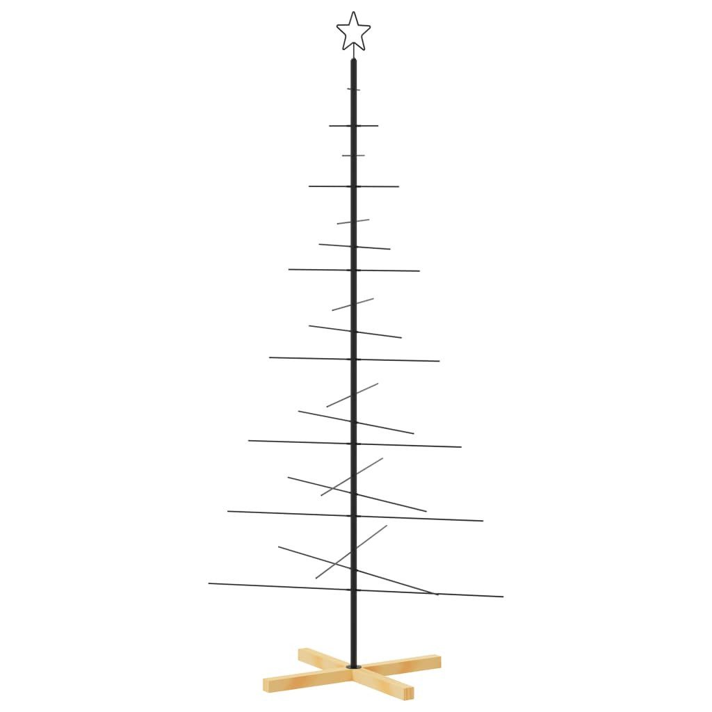 vidaXL Künstlicher Weihnachtsbaum Weihnachtsbaum Metall mit Holzständer Schwarz 180 cm