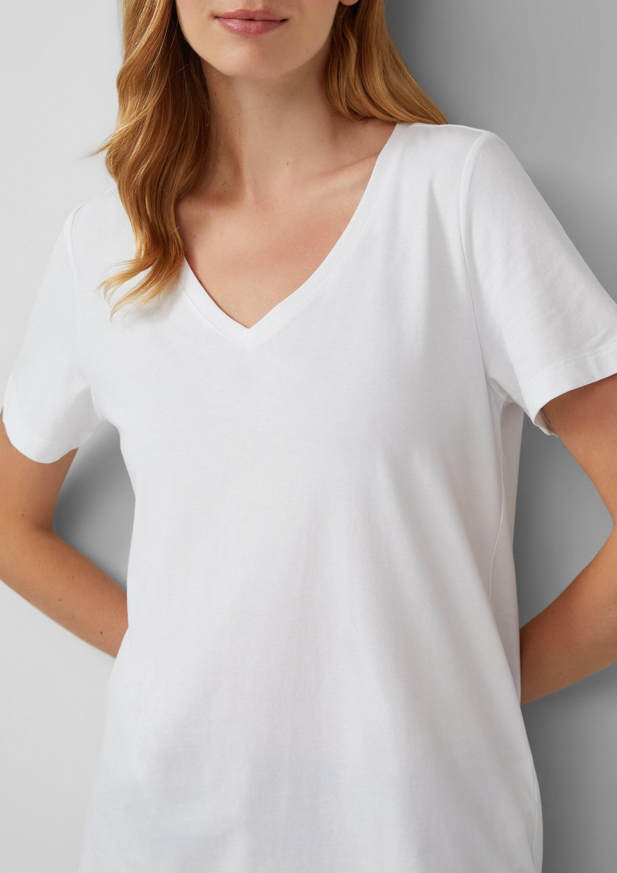 s.Oliver Kurzarmshirt T-Shirt T-Shirt mit V-Ausschnitt