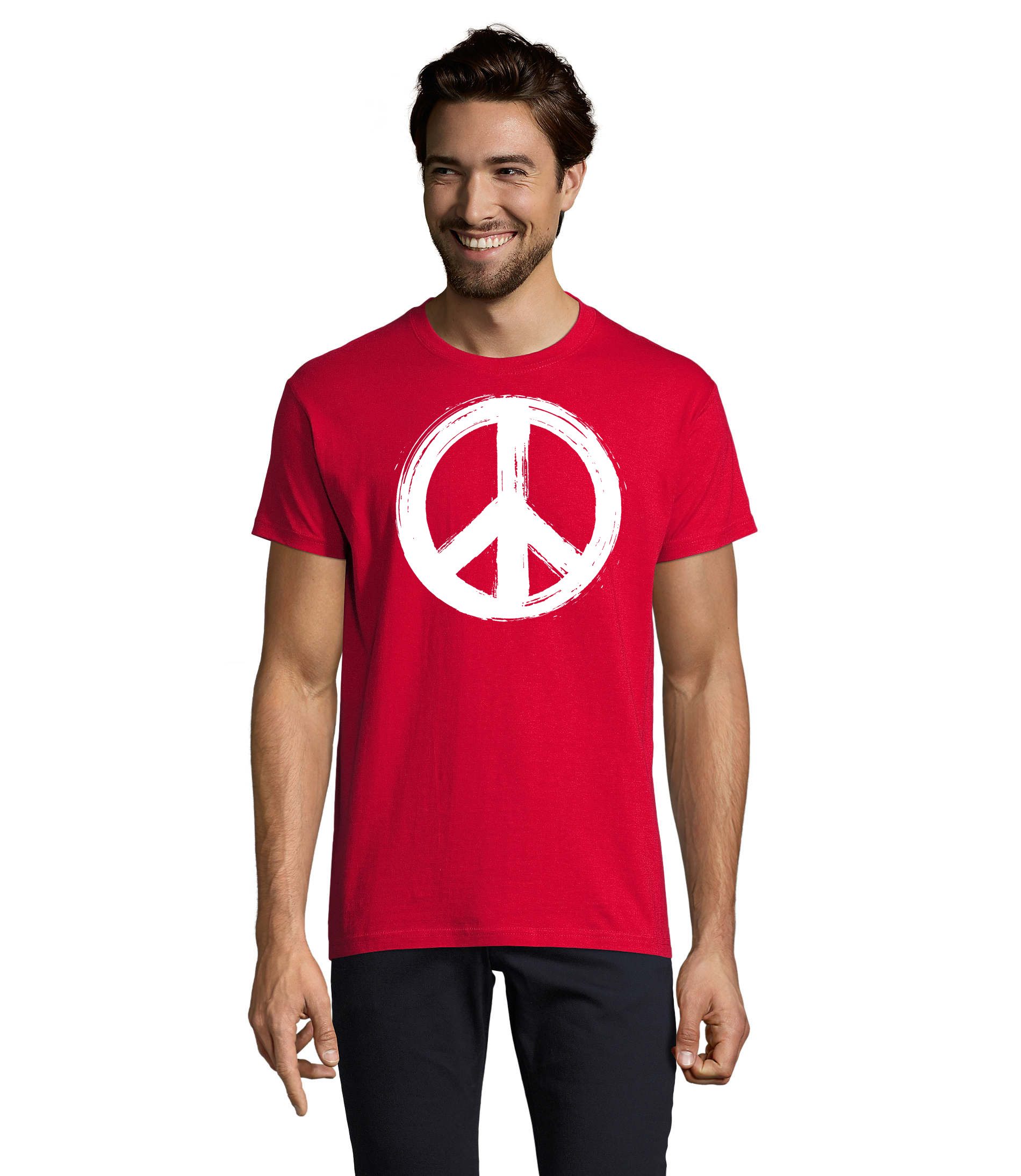 T-Shirt Peace Symbol Herren T-Shirt Friedenssymbol Print Rundhalslook
