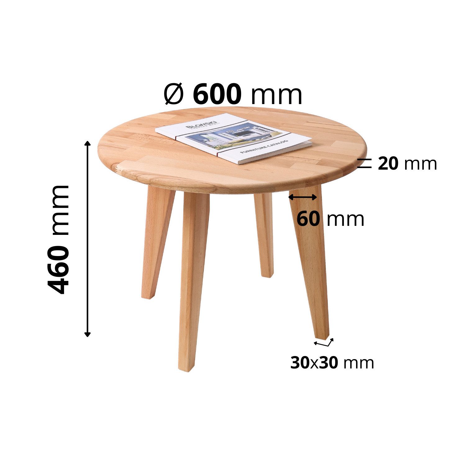 Krok Wood Couchtisch Runder Couchtisch Dresden aus Massivholz. Reduzierter Preis € 88,90. Unverbindliche Preisempfehlung € 133,00, (€ 88,90 pro 1 Stk)