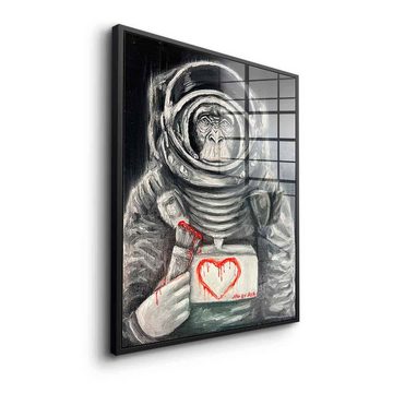 DOTCOMCANVAS® Acrylglasbild Space Monkey - Acrylglas, Acrylglasbild Space Monkey Astronaut Raumanzug schwarz weiß Liebe Love