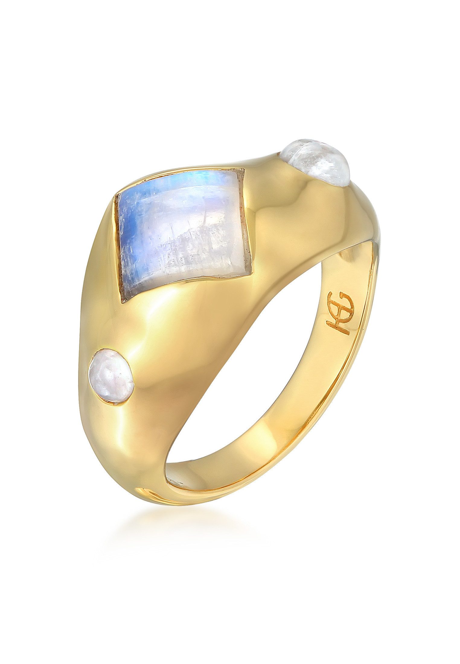 HAZE & GLORY Fingerring Mondstein Rosa Quarz Cocktailring 925 Silber