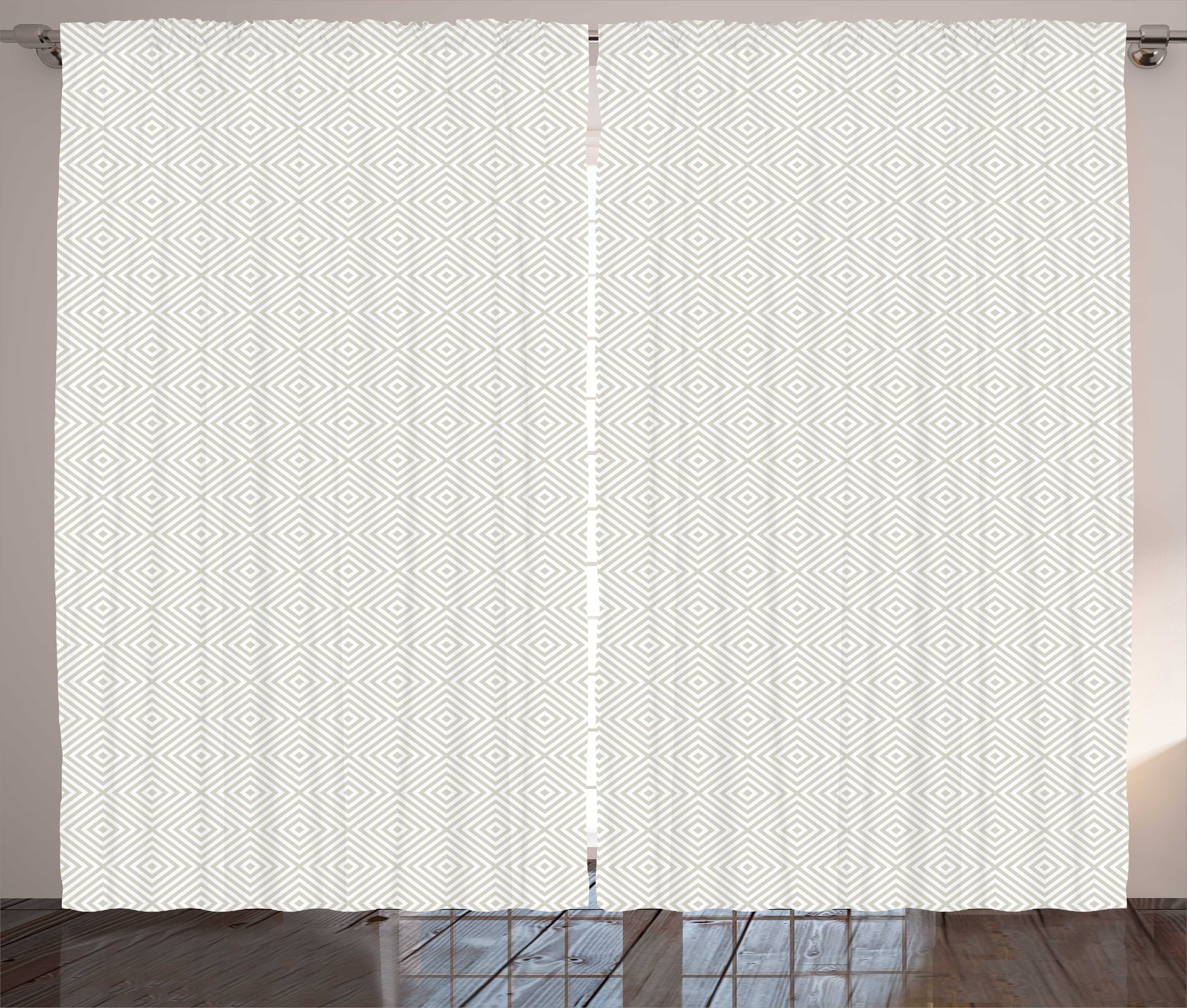 Gardine Schlafzimmer Kräuselband Vorhang mit Schlaufen und Haken, Abakuhaus, Geometrisch Abstrakte diagonale Quadrate | Fertiggardinen