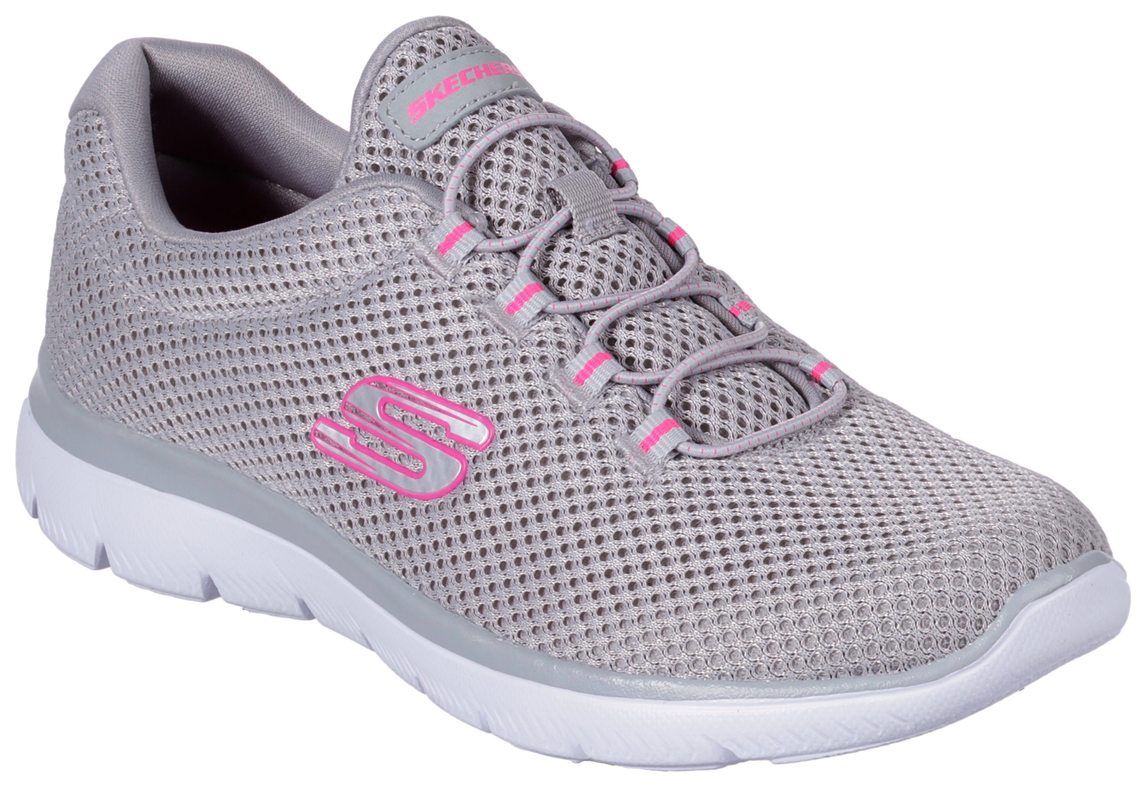 mit Innensohle Skechers Sneaker SUMMITS Slip-On komfortabler grau-pink