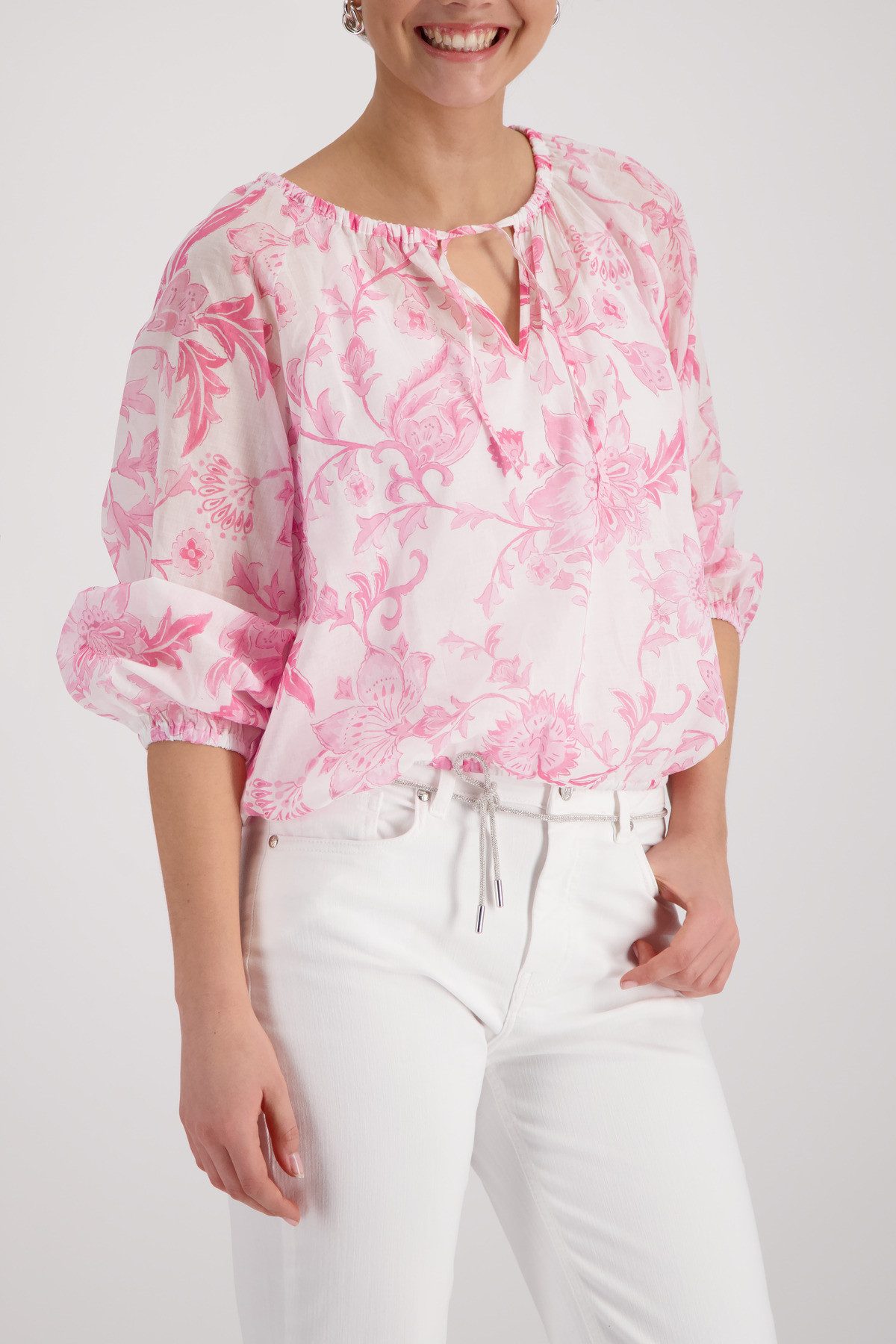 Monari Langarmbluse Bluse Blumendruck allover Regular fit mit Blumenmuster