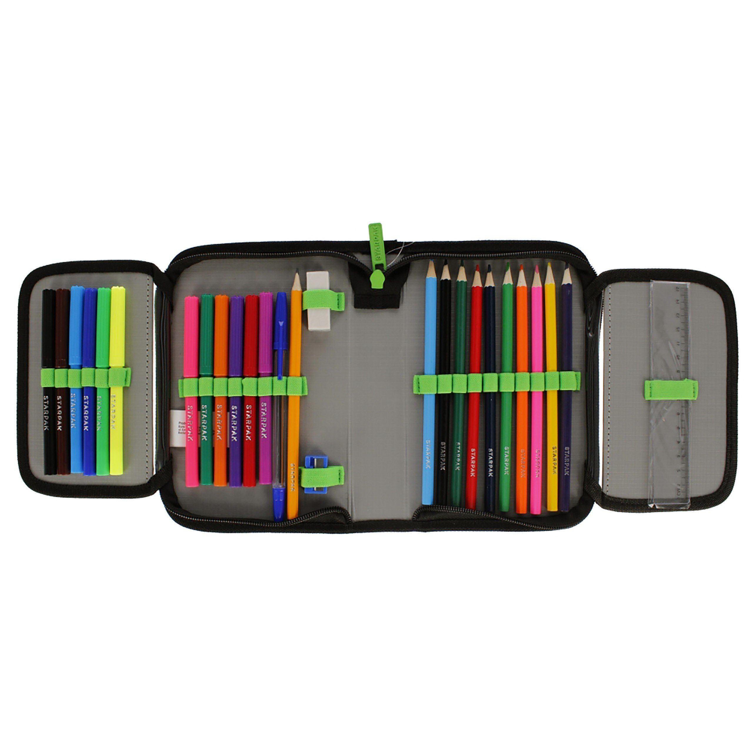 Sarcia.eu Federmäppchen Fußball Jungen Federmäppchen mit zwei Klappen und Zubehör