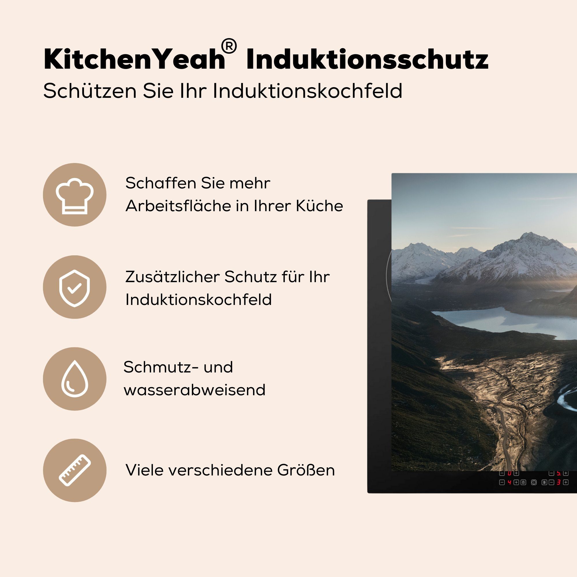 Ceranfeldabdeckung (1 Induktionskochfeld cm, Sonnenaufgang MuchoWow Vinyl, für Neuseeland, tlg), 81x52 Schutz küche, Herdblende-/Abdeckplatte in die