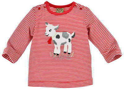 BONDI T-Shirt »Baby Langarmshirt mit Kuh Motiv "Bergliebe" 93572, Weicher Jersey, Rot Weiß Geringelt«