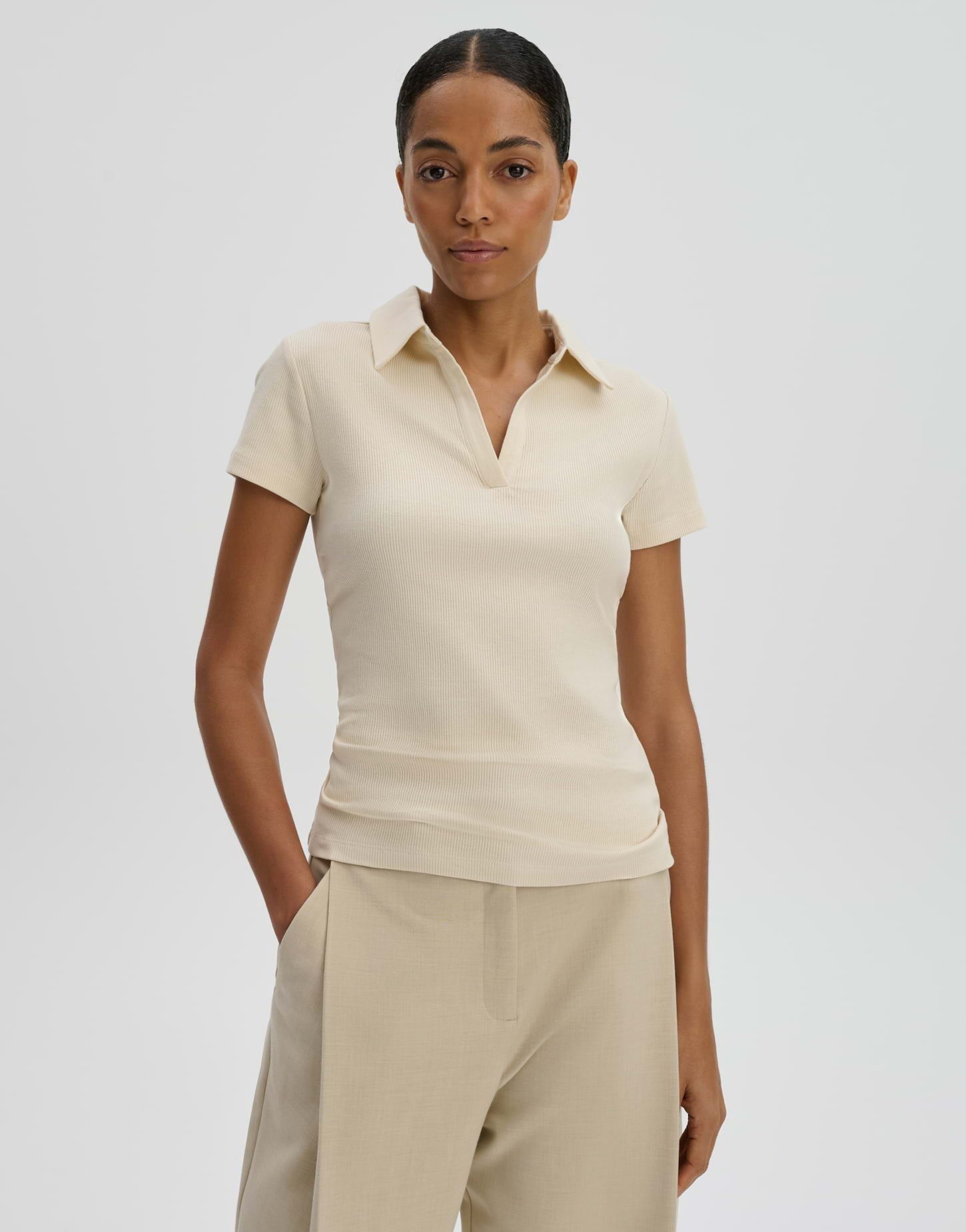 someday Kurzarmshirt Kleoh Polo aus Jersey mit Polokragen Mit Polokragen und softer Rippenstruktur