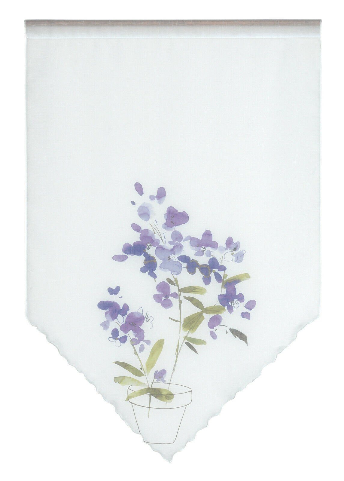 EXPERIENCE Scheibengardine Design Kuvert, weiß, Blume lila, BxH 60x90cm, 4052-01, (1 St), Stangendurchzug, transparent