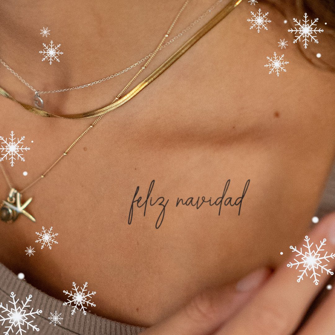 Inkster Schmuck-Tattoo feliz navidad Tattoo, wasserfestes temporäres Tattoo, 2 Wochen Halt