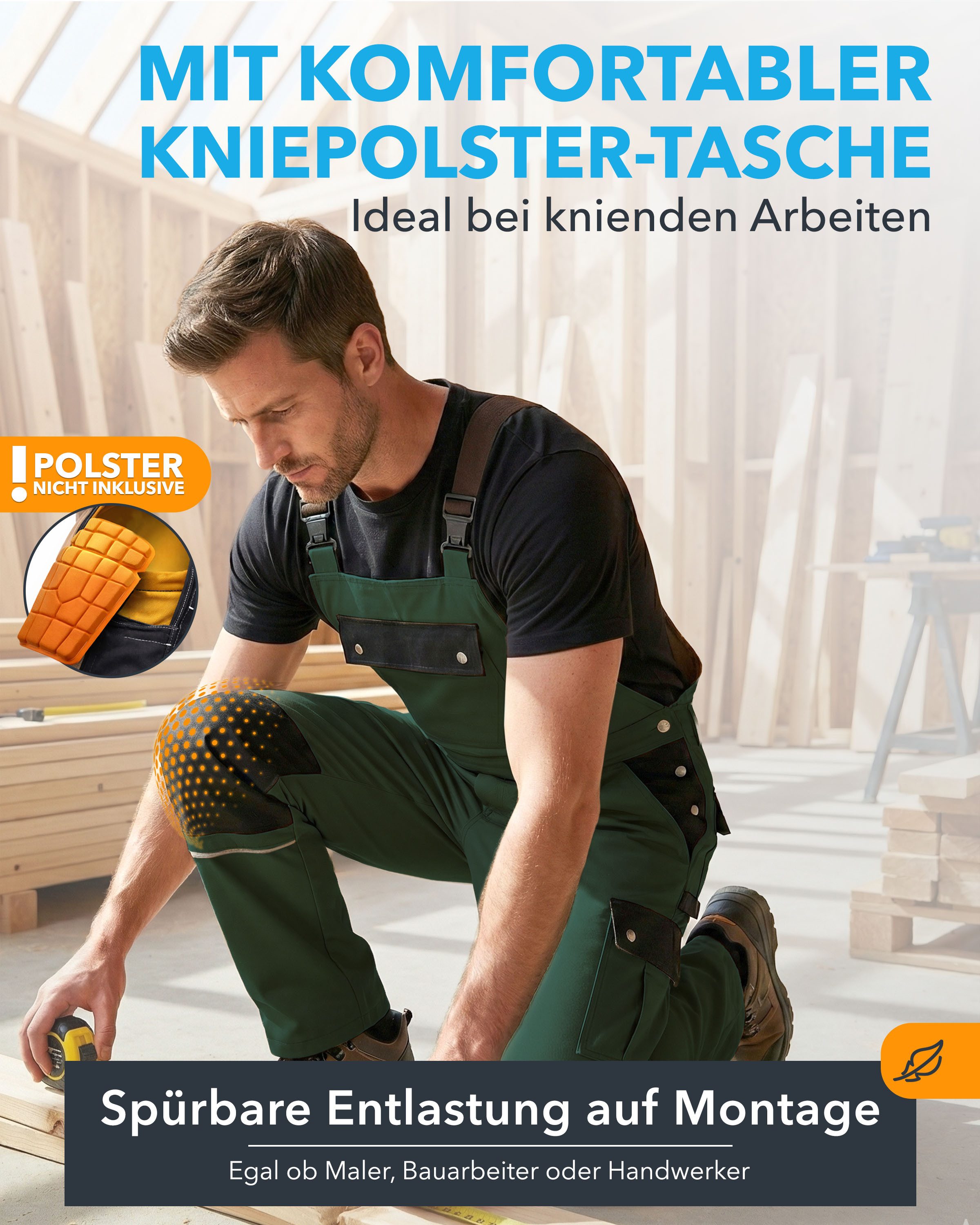 TMG International Arbeitslatzhose Latzhose Arbeitshose Cargohose Overall Blaumann