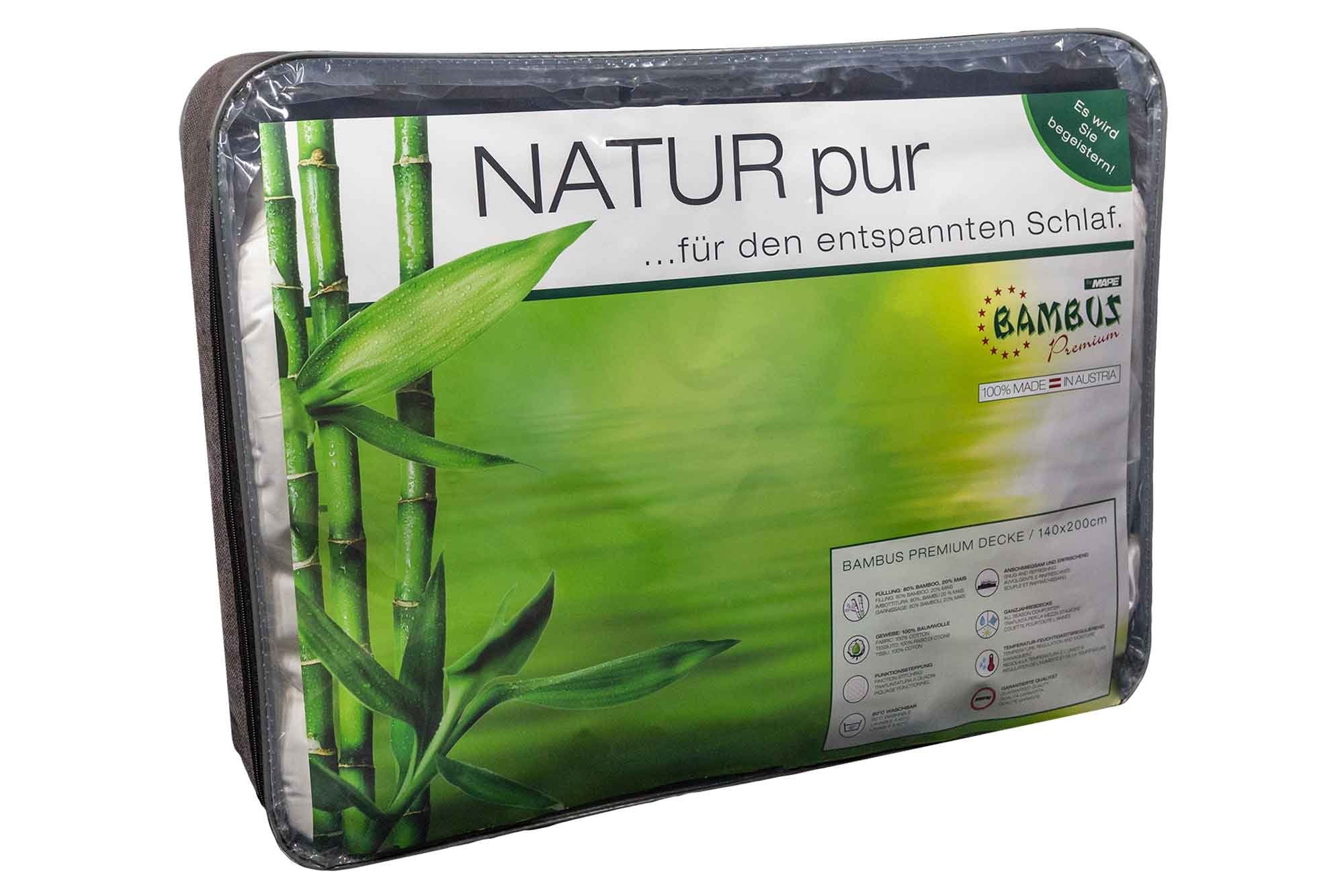 Naturfaserbettdecke, Bambus Premium Decke 140 x 200 cm, Eccovital, Füllung:  Bambus
