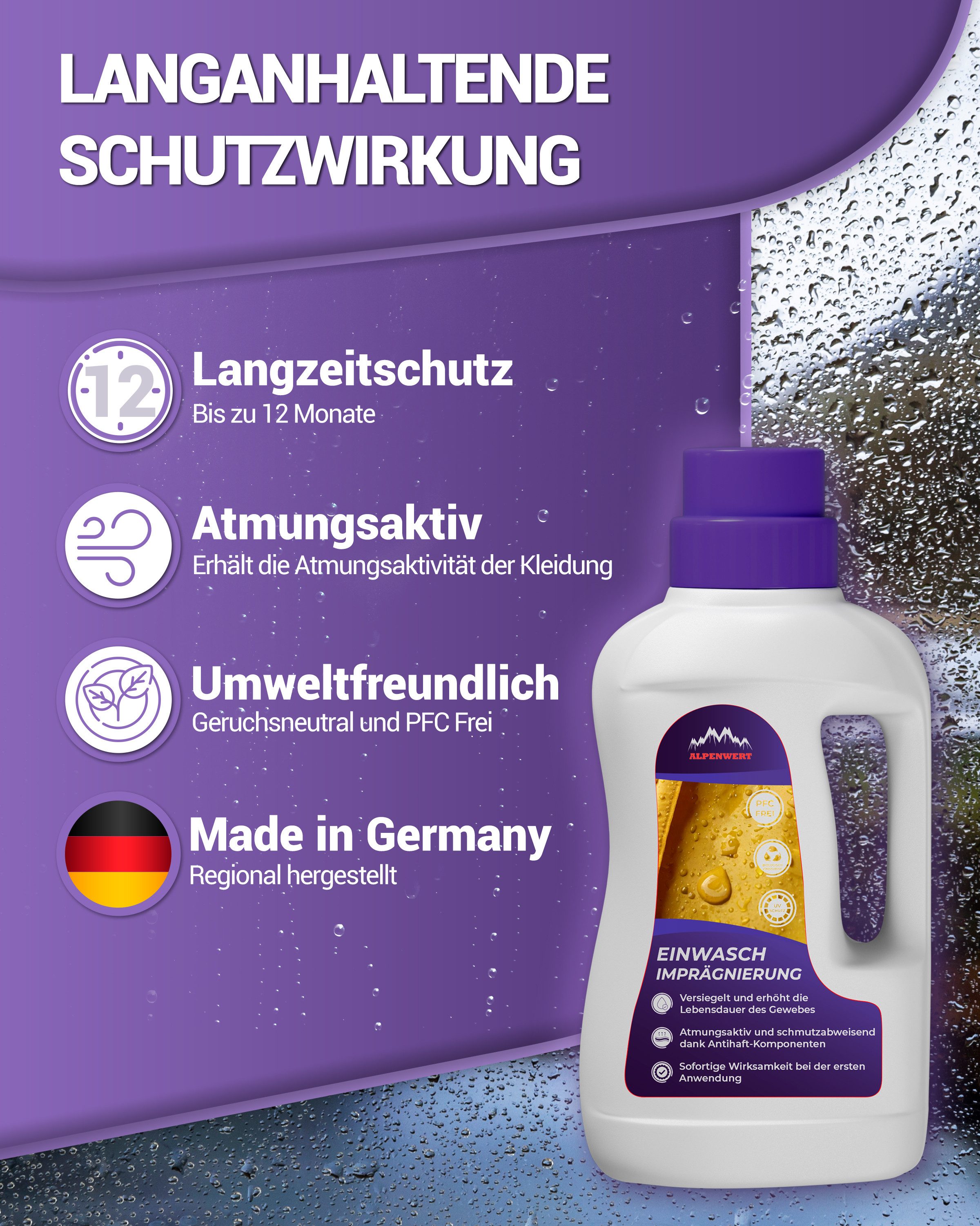 Alpenwert Waschimprägnierung & Sportwaschmittel für Outdoor & Funktionskleidung Spezialwaschmittel (2-in-1 Pflegeset für Reinigung & Imprägnierung)