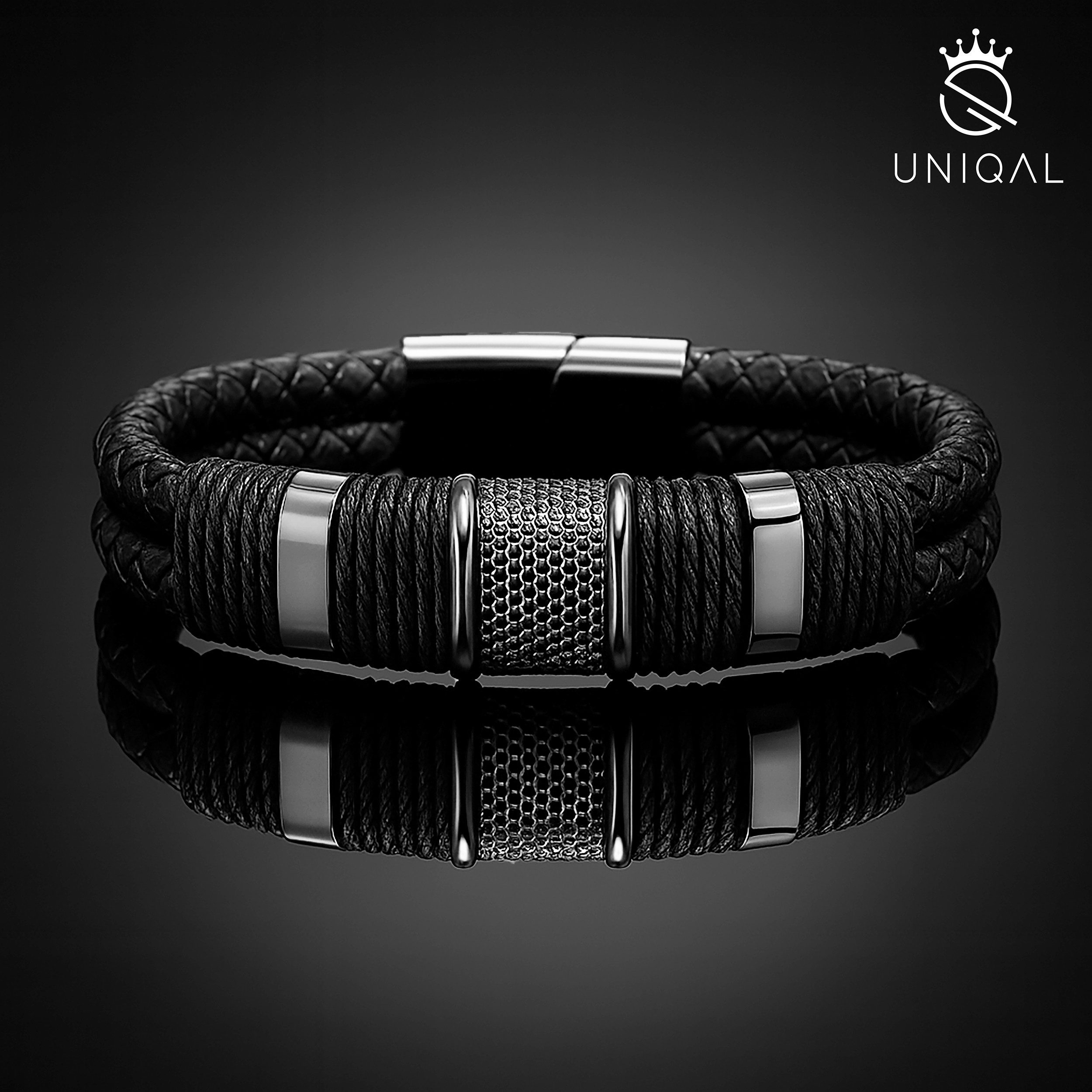 UNIQAL.de Lederarmband PREMIUM STYLE Geflochtenes Echtleder mit Edelstahl & günstig online kaufen