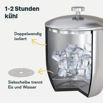SILBERTHAL Eiseimer Eiswürfelbehälter 3l mit Deckel, inklusive Eissieb und Zange