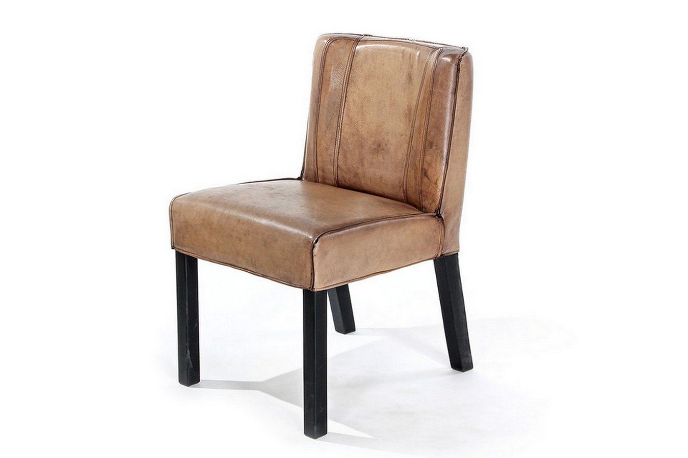 daslagerhaus living Stuhl Fily Stuhl Leder/Holz olive | Stühle