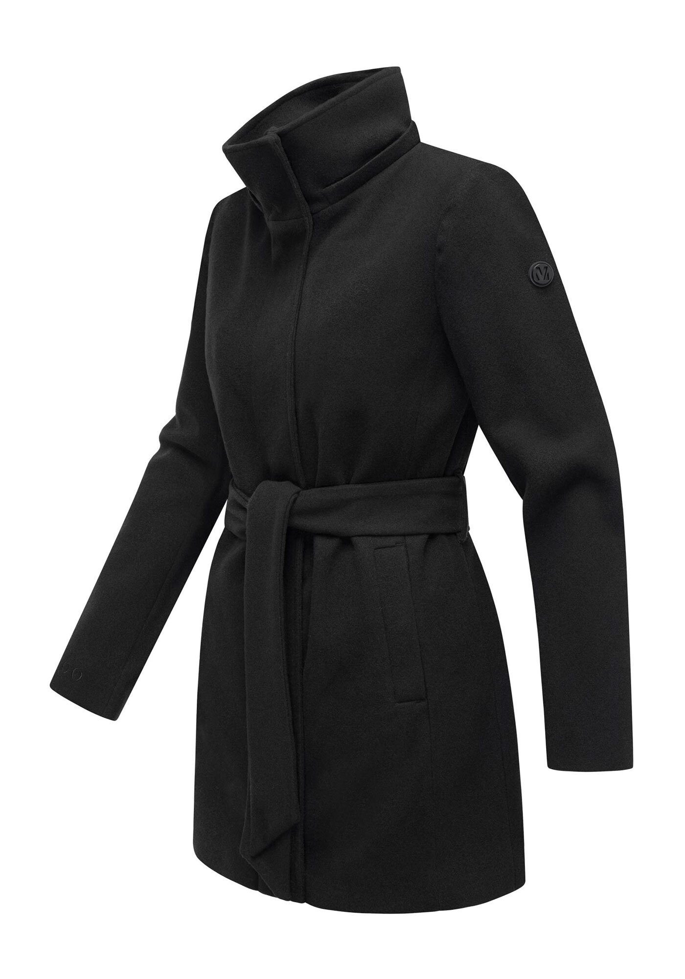 Marikoo Kurzmantel Katalinaa Eleganter Wickel Mantel mit Taillengürtel und Oversized Hood Kapuze