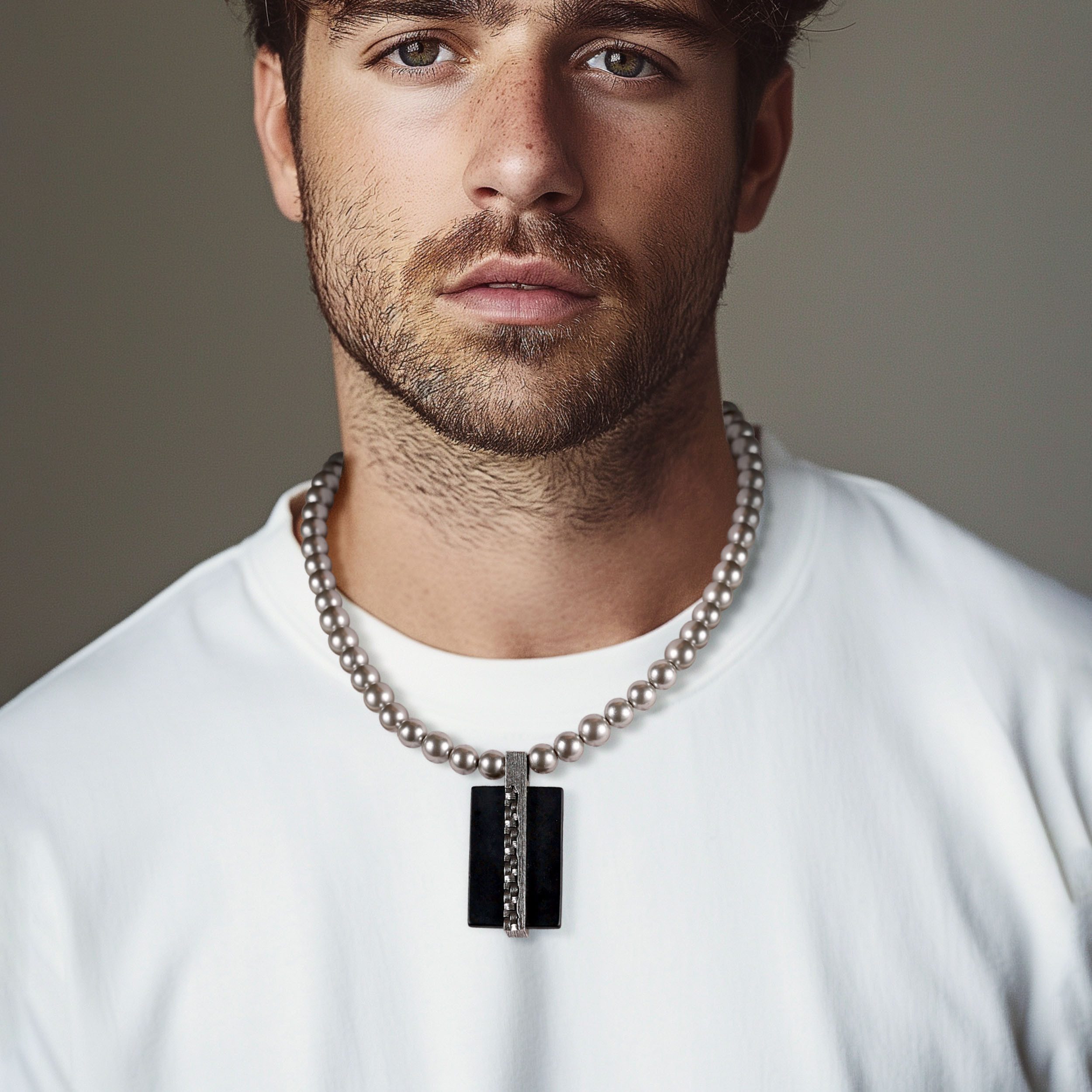Kingka Kette mit Anhänger Schmuck Geschenk Edelstahl Halsschmuck Halskette, mit Achat - mit Muschelperle