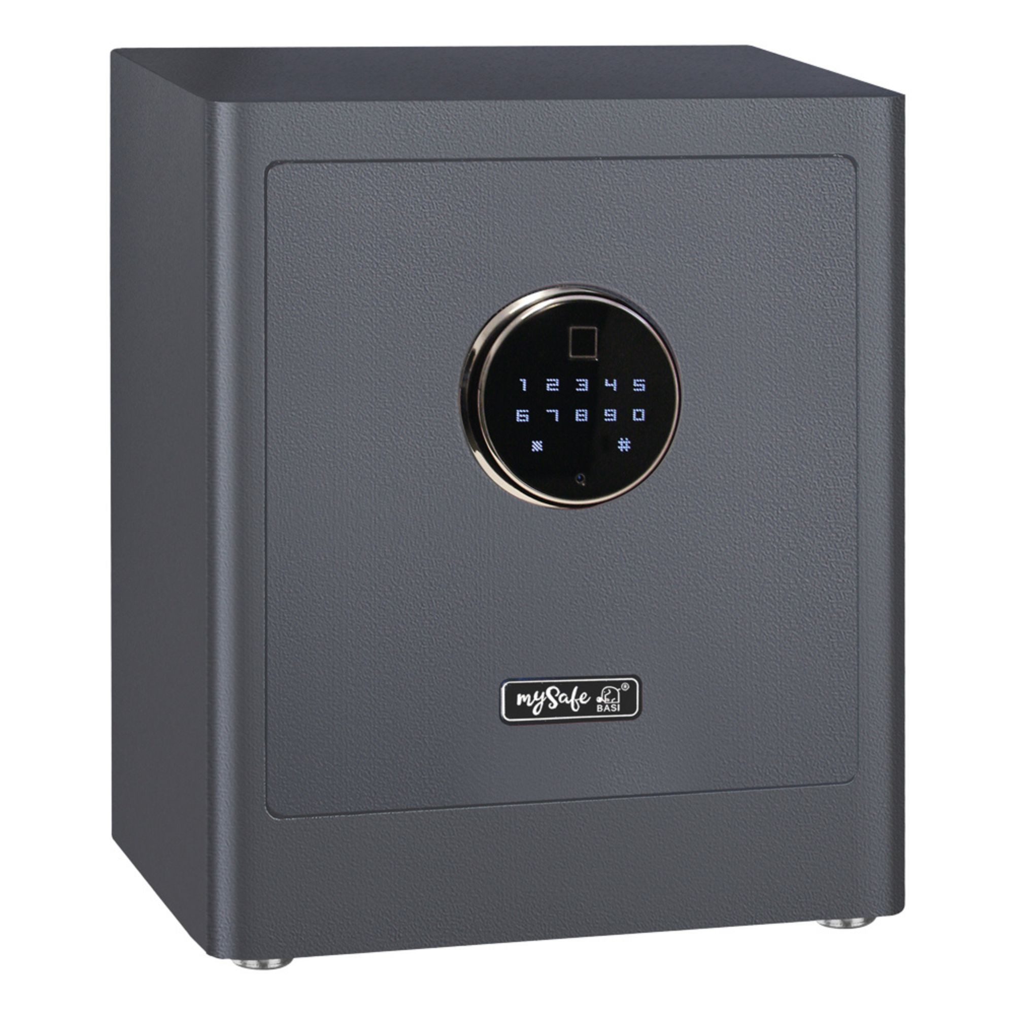 mySafe BASI Tresor Elektrischer Tresor Fingerabdruck, Touchdisplay (Packung, 1-St), Alarm, Code & Fingerprint, 2 Notschlüssel, Notstromaggregat
