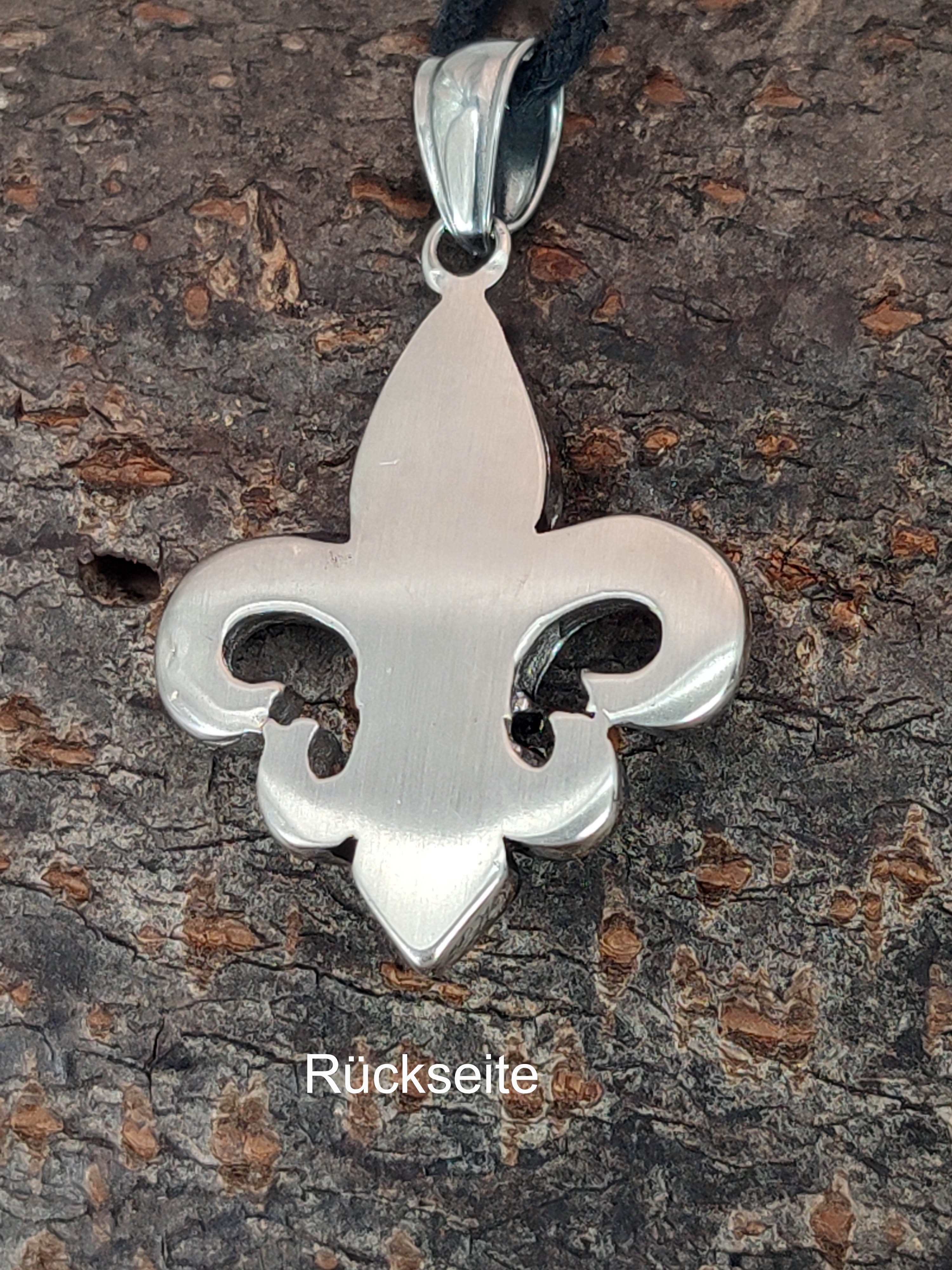 Kiss französische Fleur-de-Lis Kettenanhänger Lys Leather Fleur Edelstahl de Lilie of