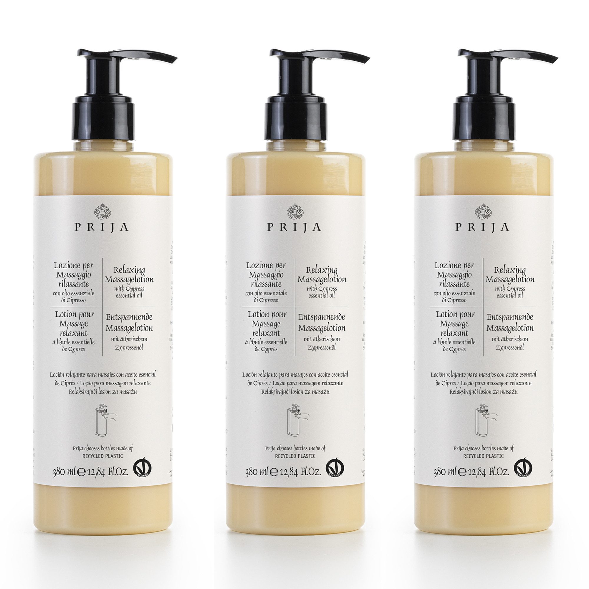 PRIJA Körperpflegemittel PRIJA Massagelotion entspannend mit Aloe Vera 380ml, 3-tlg.