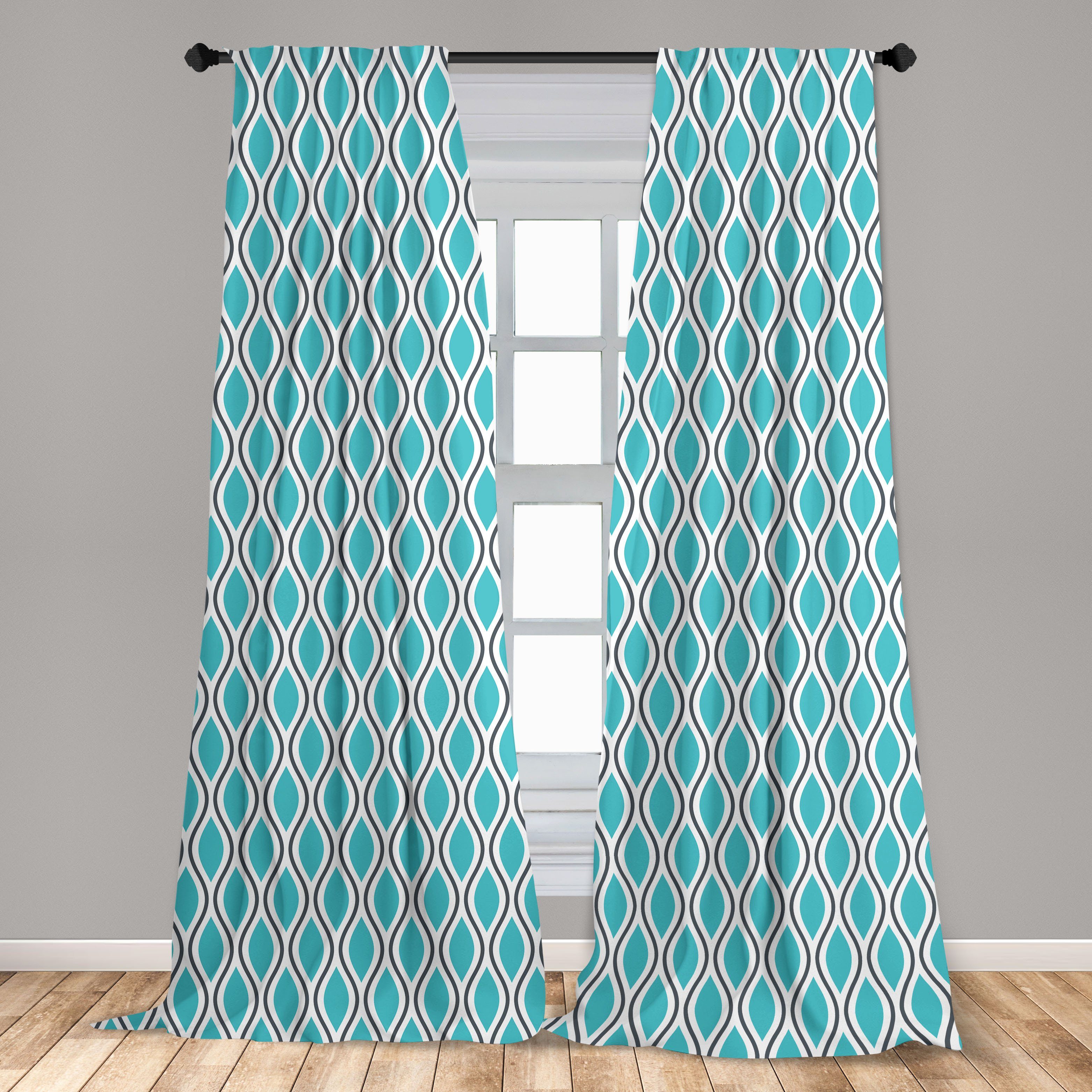 Gardine Vorhang Linien Schlafzimmer Wohnzimmer Abakuhaus, Ogee für Abstrakt Dekor, Gewellte Shapes Microfaser