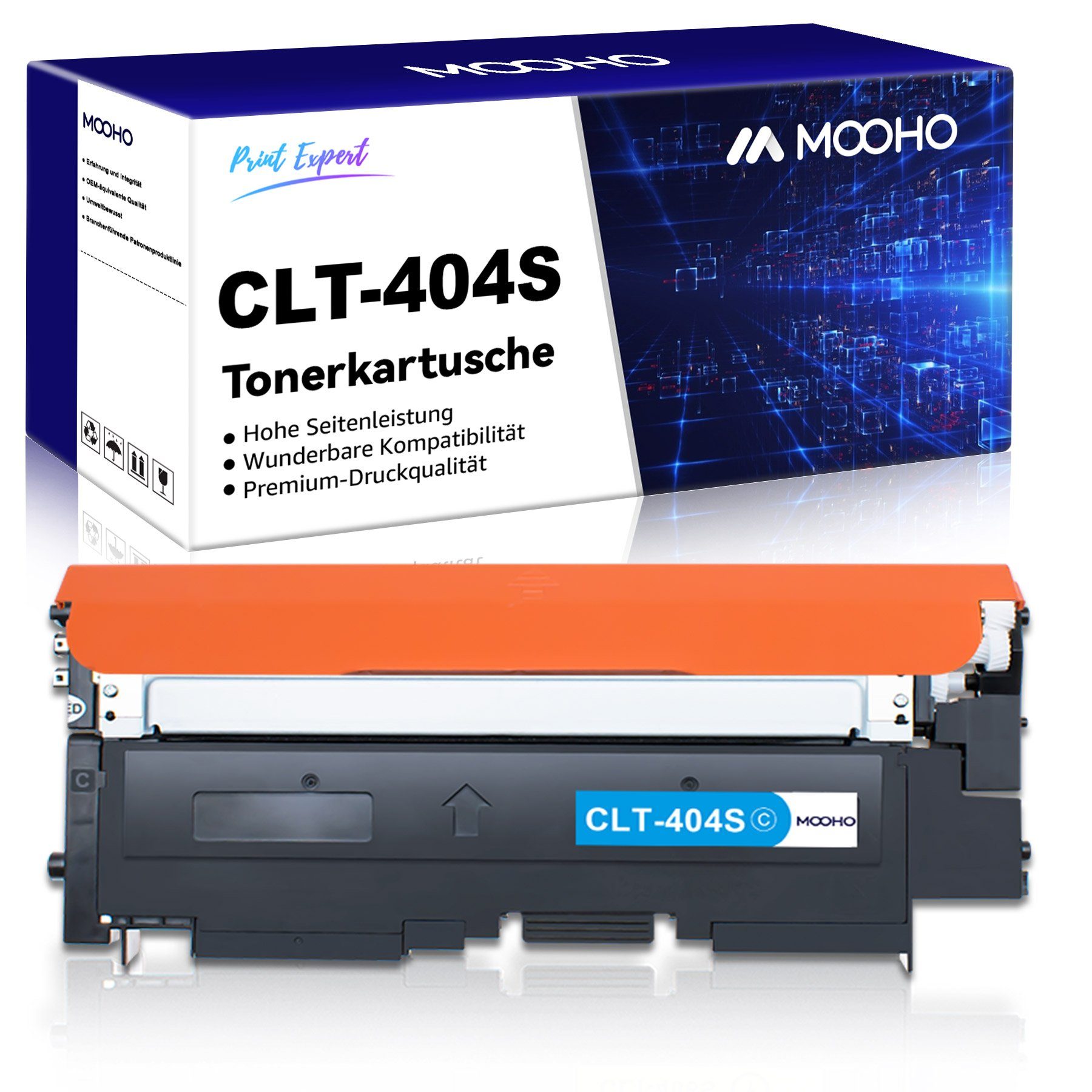 MOOHO Tonerkartusche 1-st (1-St) 1x CLT-P404C, Cyan CLT-K404S/CLT-C404S/CLT-M404S/CLT-Y404S