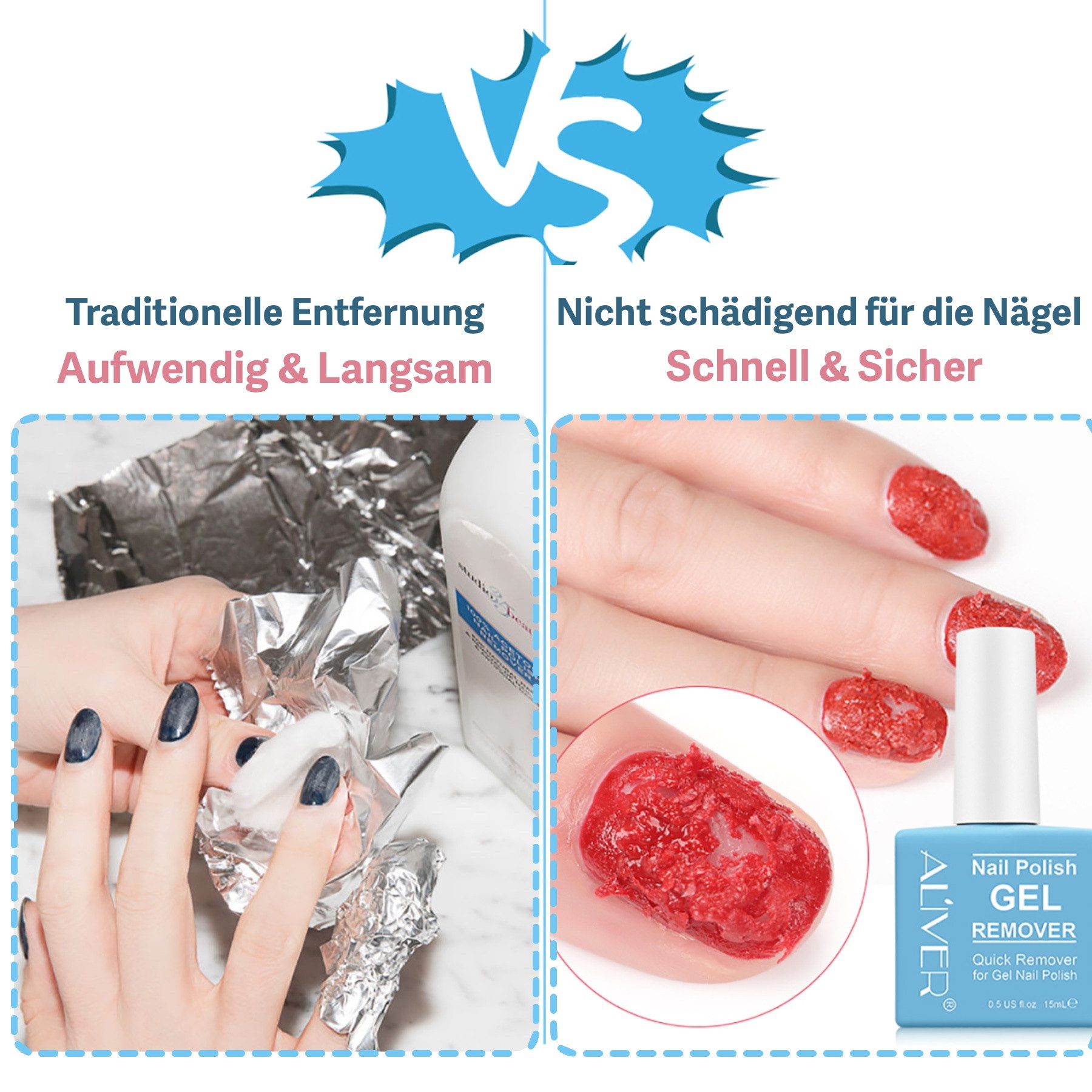 ALIVER Nagellackentferner Remover Gellack Entferner Gel Nail Polish Aliver, 1-tlg. – Bild 5 von 5