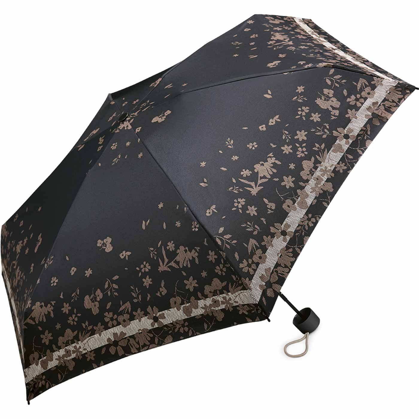 black, Super Petito schwarz Esprit Mini - mit Regenschirm Damen klein, Blumenmuster Poetry Flower Taschenregenschirm winzig
