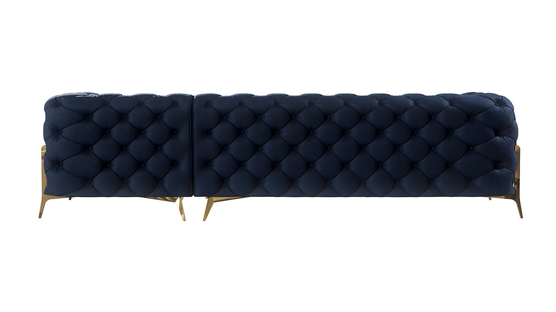 mit Marineblau S-Style Goldene Wellenfederung bestellbar, mit links mane rechts Metall oder mane Chesterfield Möbel mit Füßen, Ecksofa Ashley