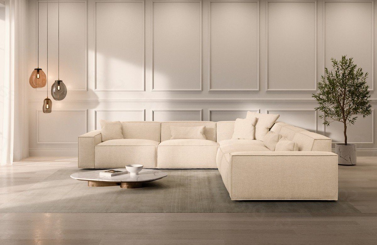 Stoff Loungesofa Sofa, L Stoffsofa Polsterecksofa Sofa beige02 Ecksofa Form Formenta Struktursofa Dreams