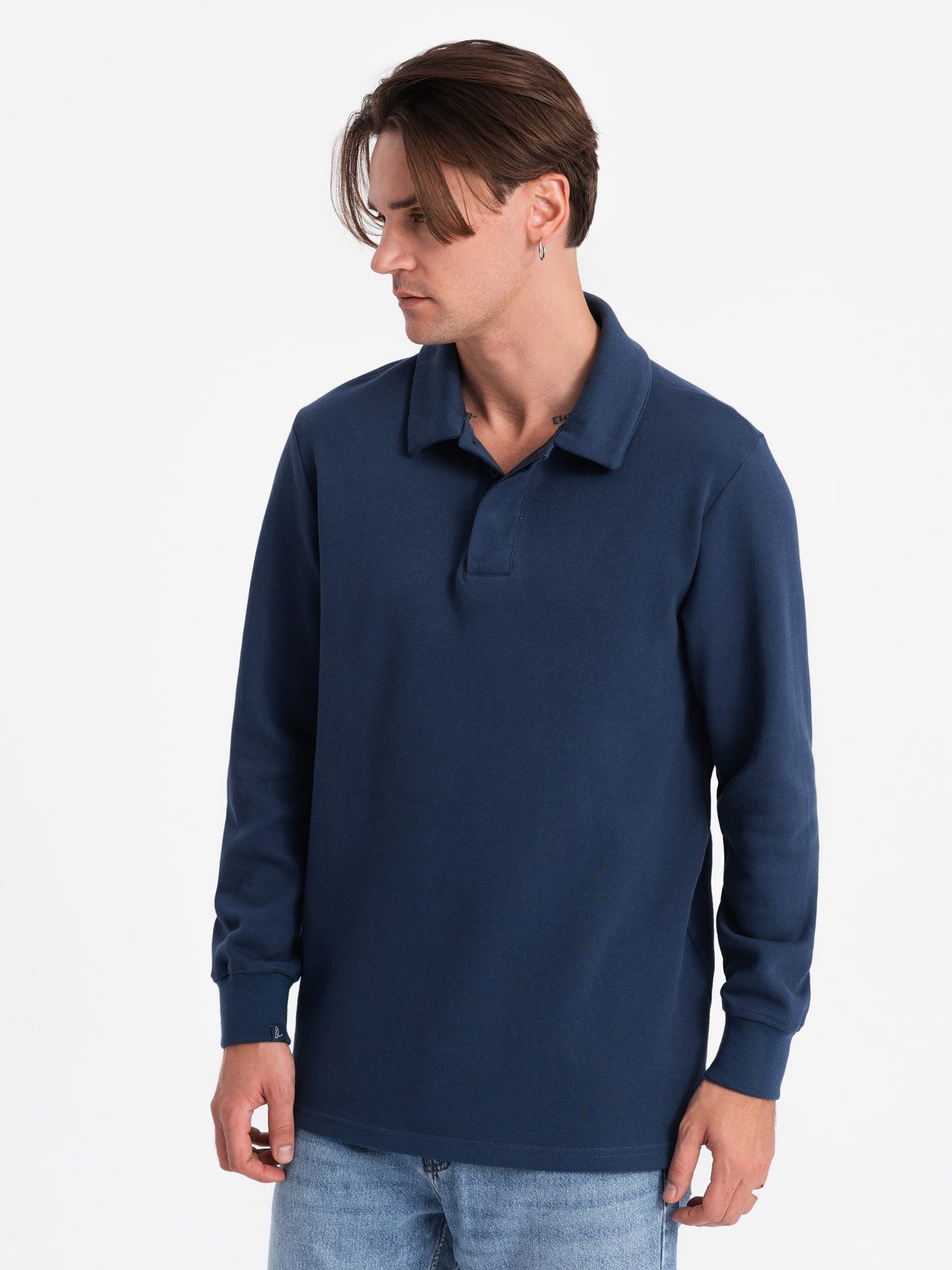 OMBRE Langarm-Poloshirt Herren-Sweatshirt mit Polokragen aus günstig online kaufen
