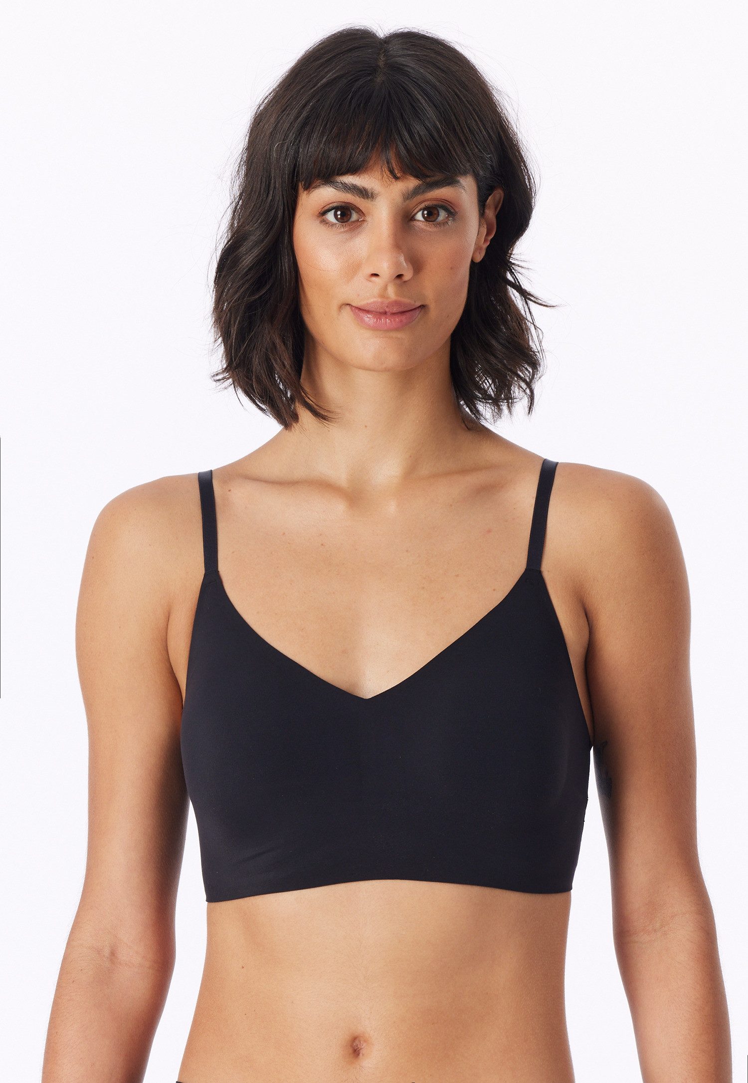 Schiesser Bustier Invisible Soft Mikrofaser, herausnehmbare Pads, V-Ausschnitt, Lasercut-Abschlüsse