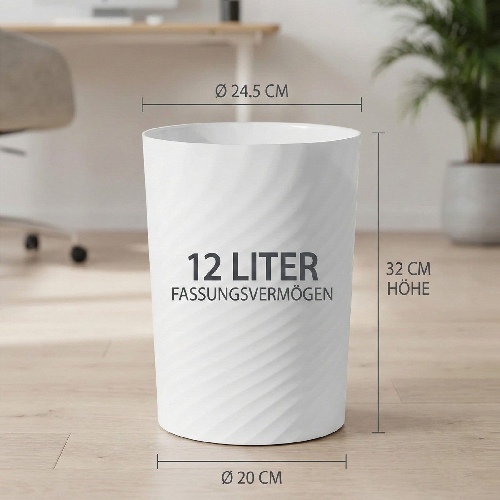 Sinoba Papierkorb moderner Mülleimer Papiereimer 8008 rund – Bild 2 von 5