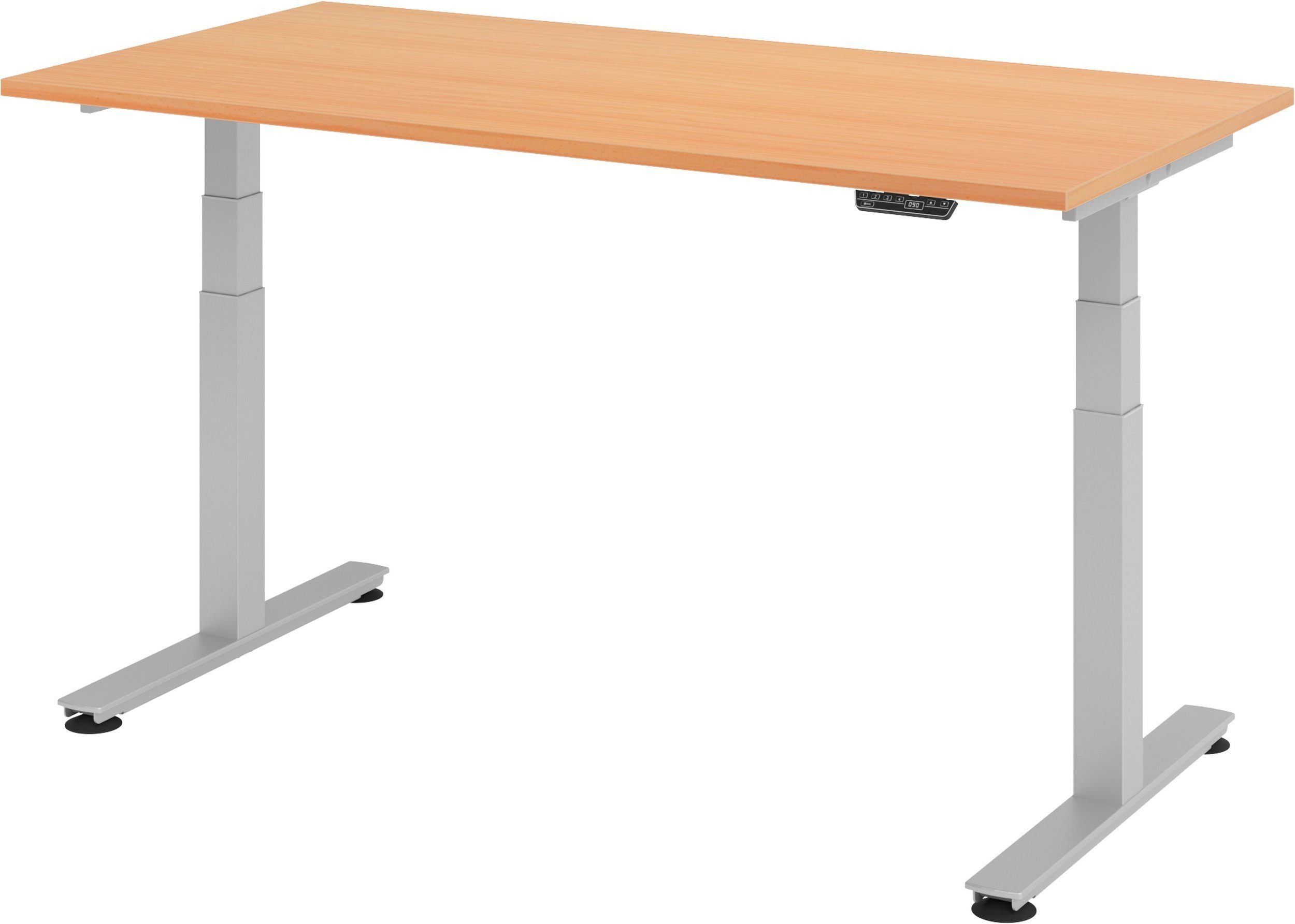 bümö Schreibtisch Schreibtisch elektrisch XDSM, Rechteck: 160 x 80 cm - Dekor: Buche