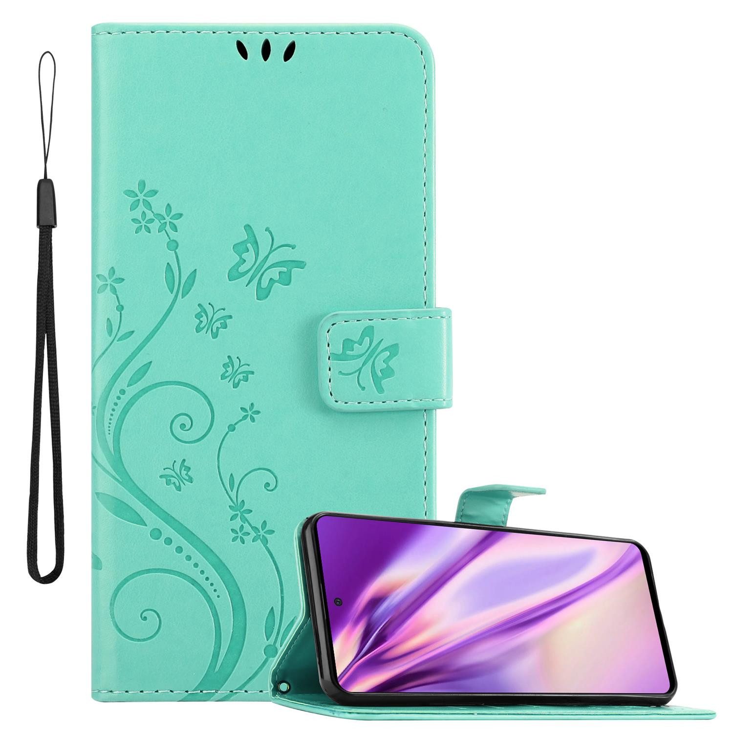 Cadorabo Handyhülle für Samsung Galaxy A51 5G Hülle Samsung Galaxy A51 5G, Hülle Schutzhülle Blumen Flower mit Standfunktion Kartenfach Magnet
