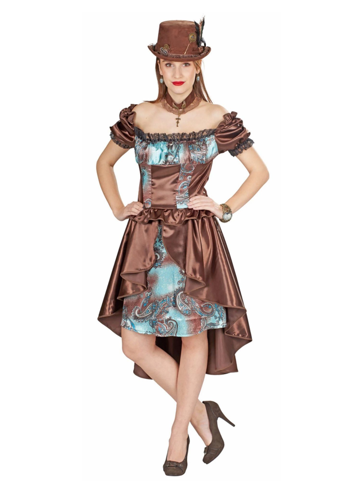 Metamorph Kostüm Steampunk Salondame Kostüm, Glanzvolles Kleid im viktorian günstig online kaufen