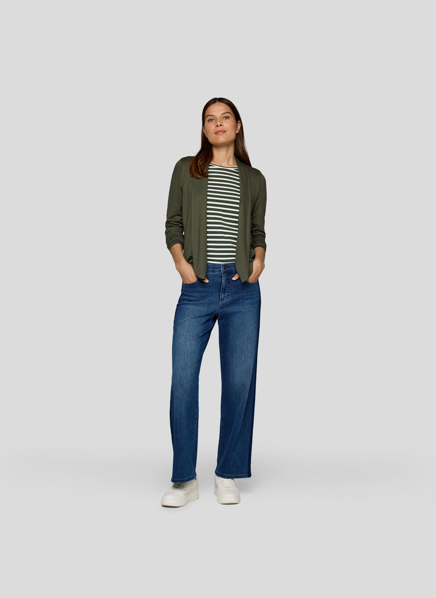 Rabe Outdoorjacke - offener Langarm Cardigan in Unifarbe mit Stehkragen
