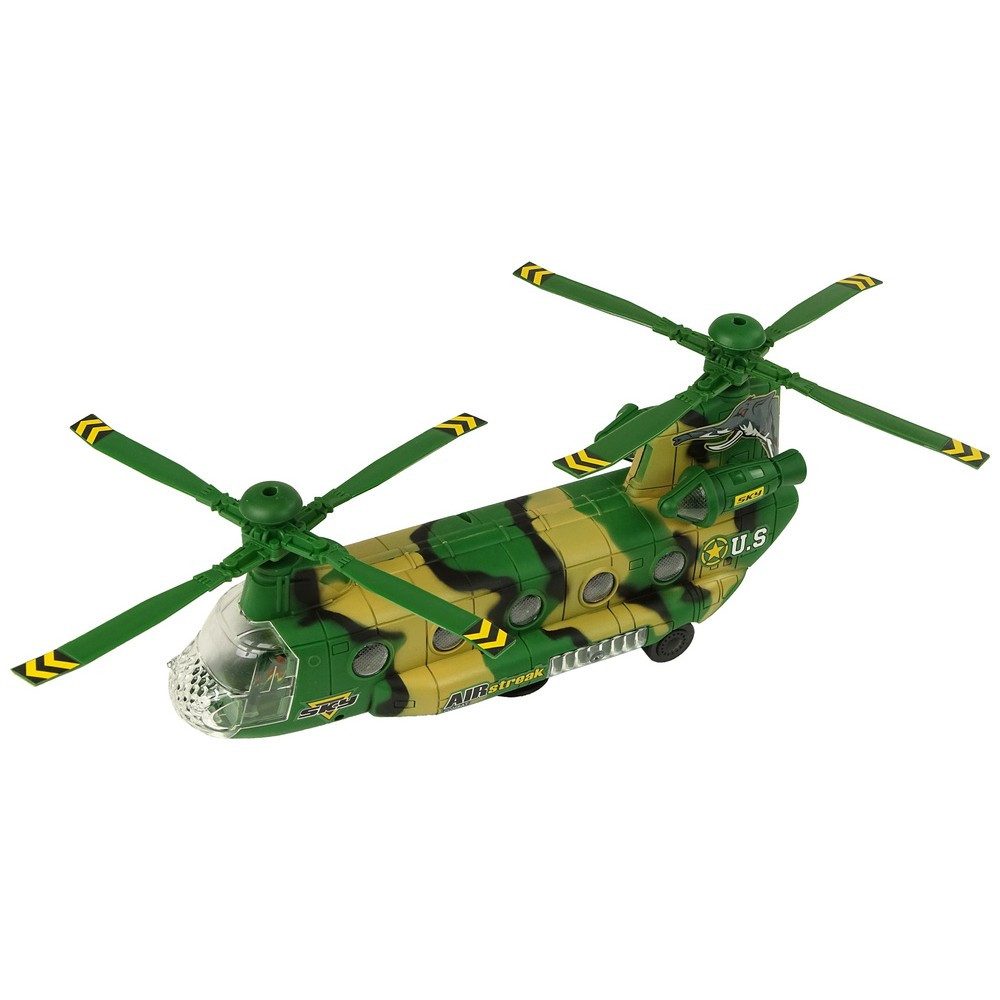 LEAN TOYS Spielzeug-Hubschrauber Militärhubschrauber Armeehubschrauber Spielzeugflieger, (Spar-Set, 1-tlg., 30 x 24 x 14 cm leuchtend), Licht- & Soundeffekte, drehende Rotoren, 24 cm Spannweite