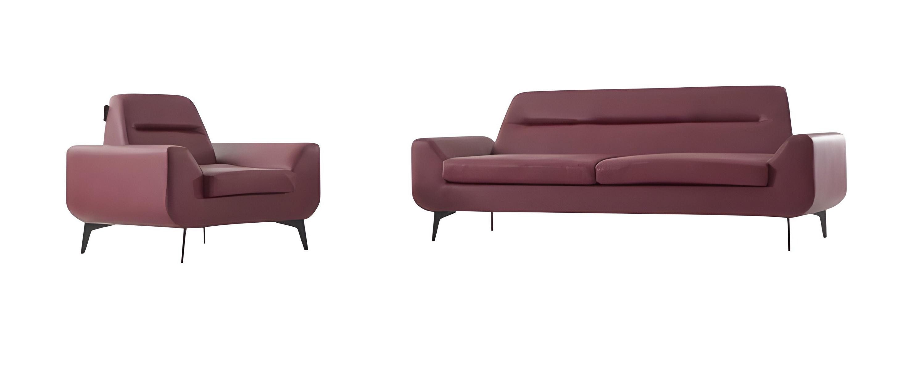 JVmoebel Polstergarnitur Rote Ledercouch Garnitur von JVMoebel mit modernem Design, (Set, 2-tlg), Made in Europa