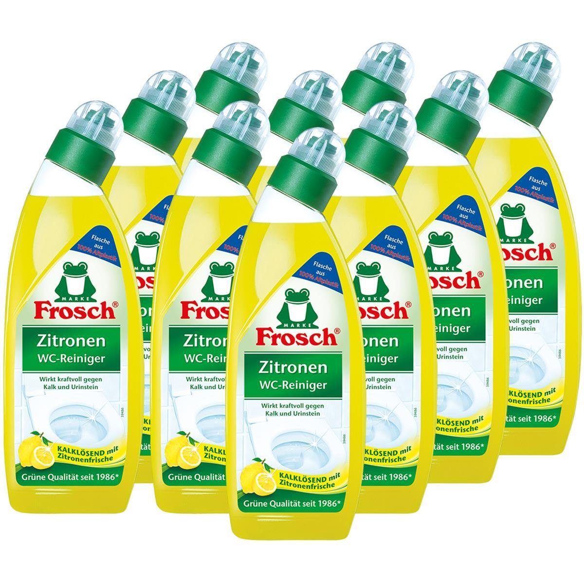FROSCH 10x Frosch Zitronen WC-Reiniger 750 ml - Kalklösend mit Zitrone WC-Reiniger | WC-Reiniger