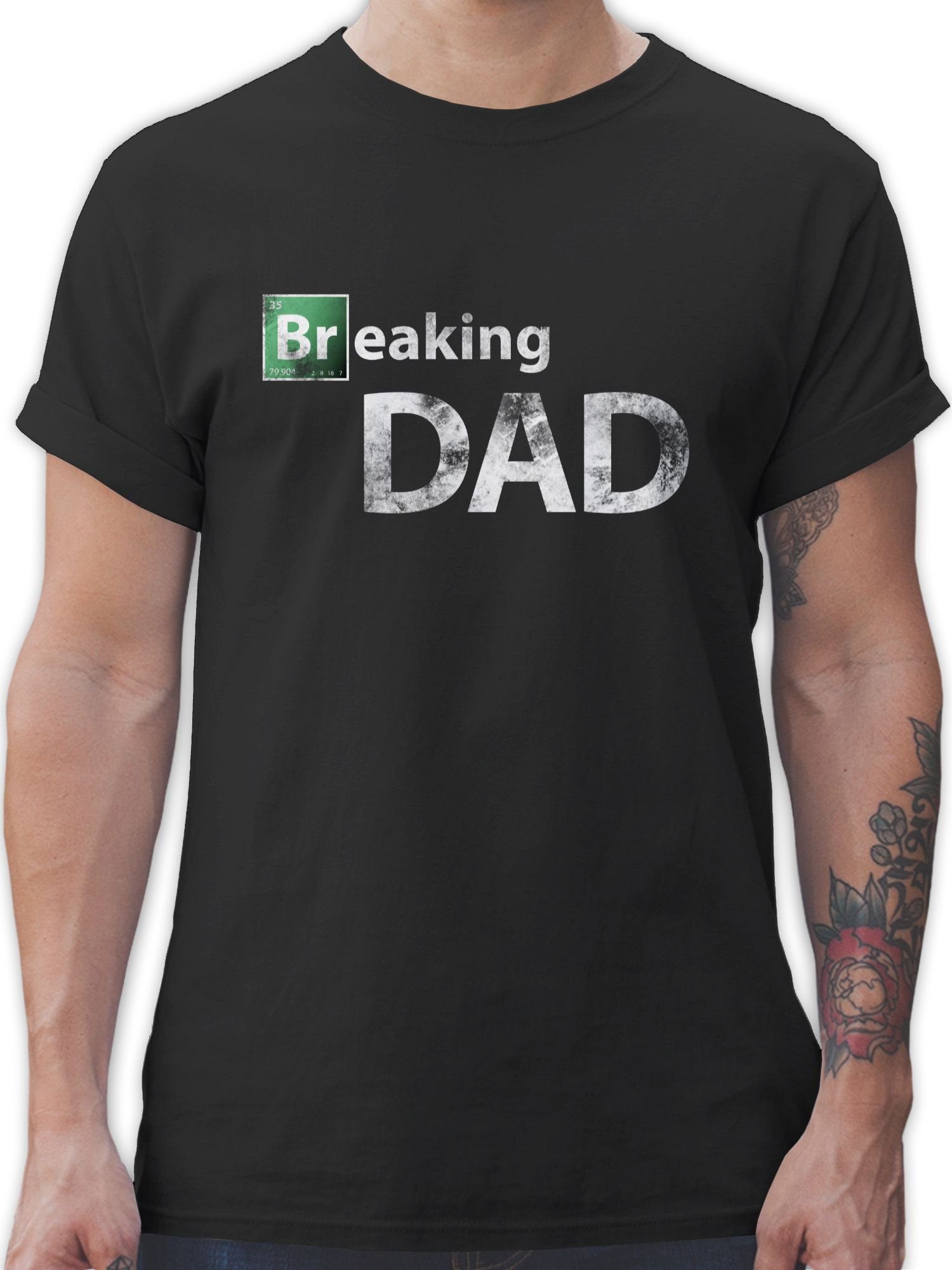 Shirtracer T-Shirt Breaking Dad Vatertag Geschenk für Papa 1 Schwarz