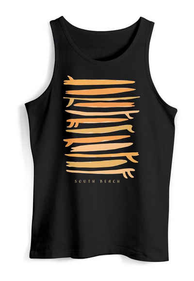 Neverless Tanktop Herren Tank-Top Surfboards South Beach California USA Sommer Surfing M mit Print