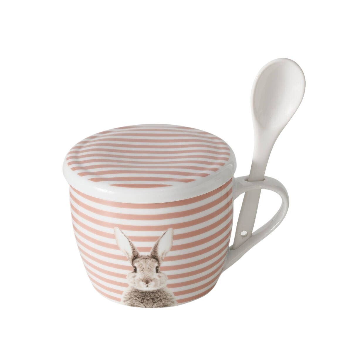 BOLTZE GRUPPE GmbH Becher FLUFFY, Porzellan, mit Deckel und Löffel