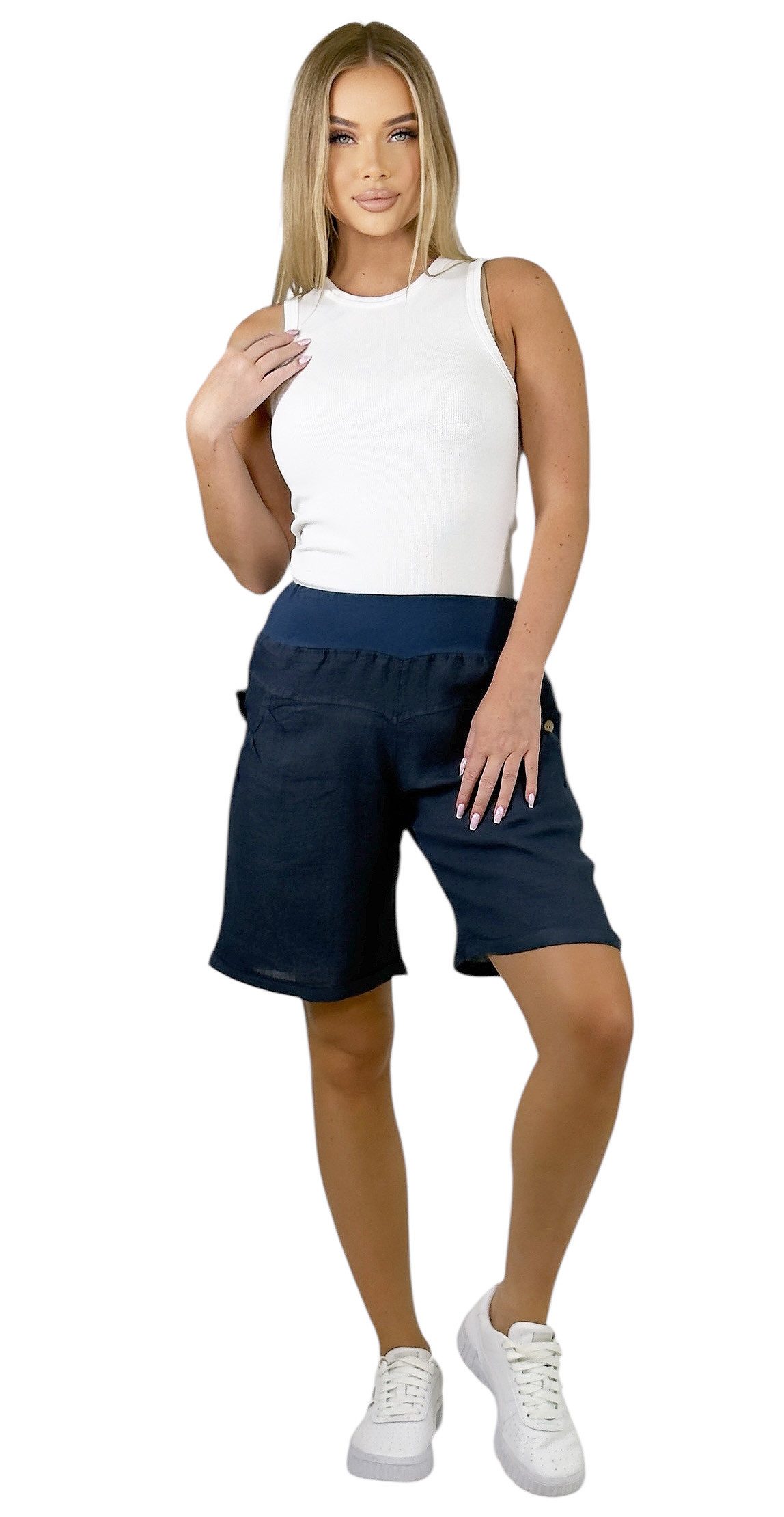 Mississhop Leinenhose 100 % Leinen Leinenshorts günstig online kaufen