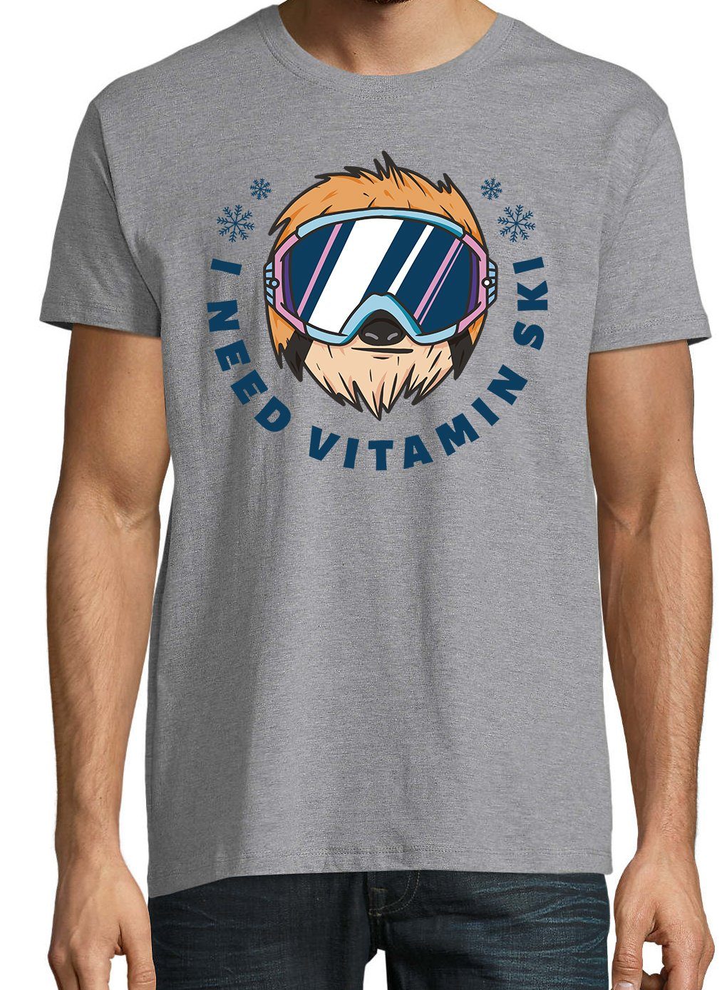 Youth Designz T-Shirt I Shirt Herren mit Frontprint trendigem Need Ski Grau Vitamin