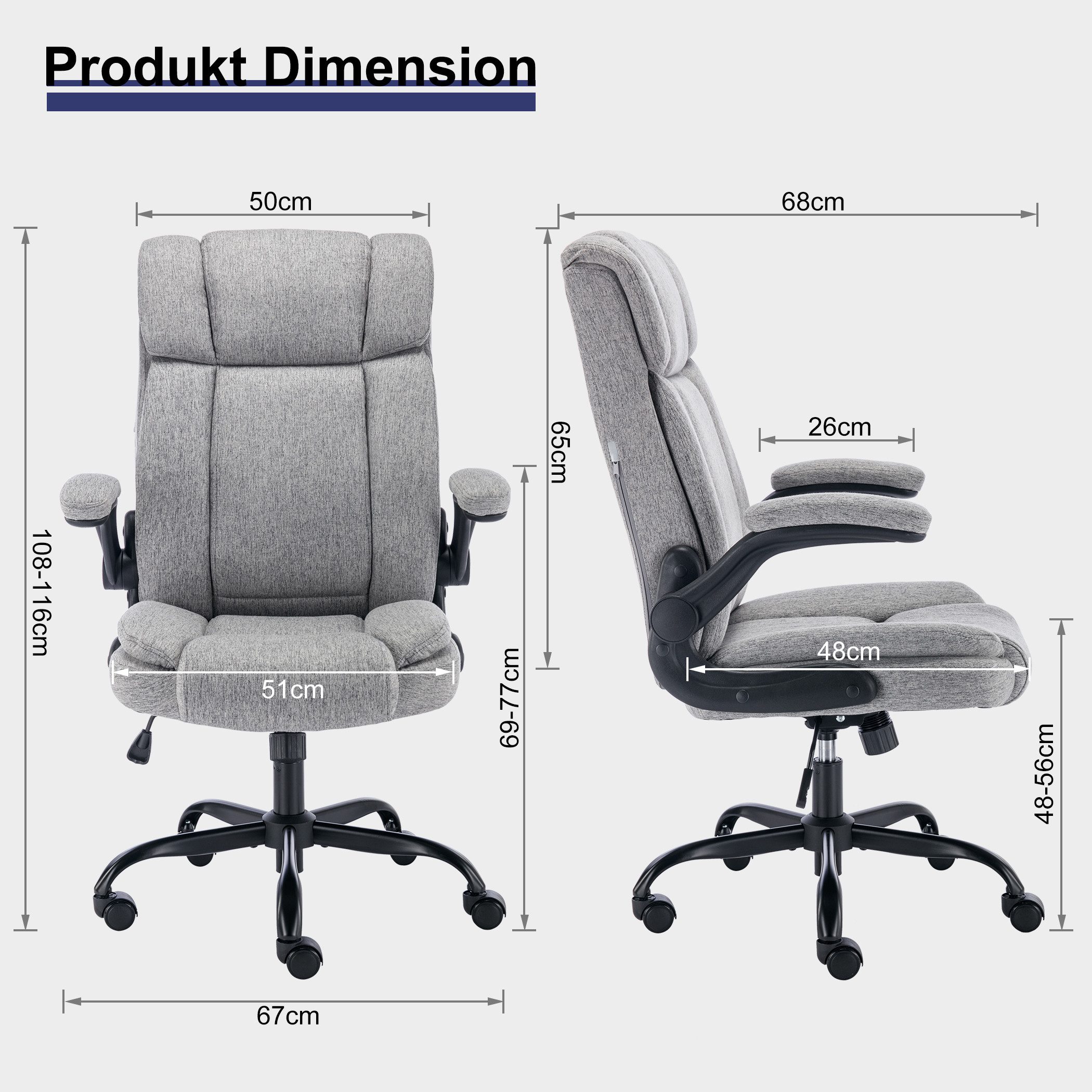 LIYURUI Bürostuhl Ergonomischer 150KG Belastbarkeit Chefsessel günstig online kaufen